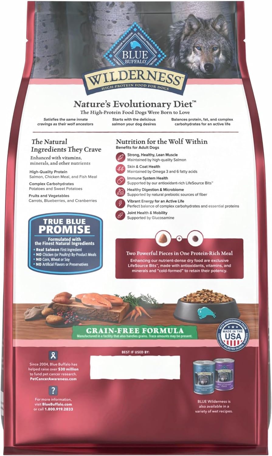 Blue Buffalo Wilderness Chicken Adult Dry Dog Food, Grain-Free, 24 lb | 39g Protein, Real Chicken #1 Ingredient, Supports Immunity with Antioxidant-Rich LifeSource Bits, Promotes Healthy Muscles