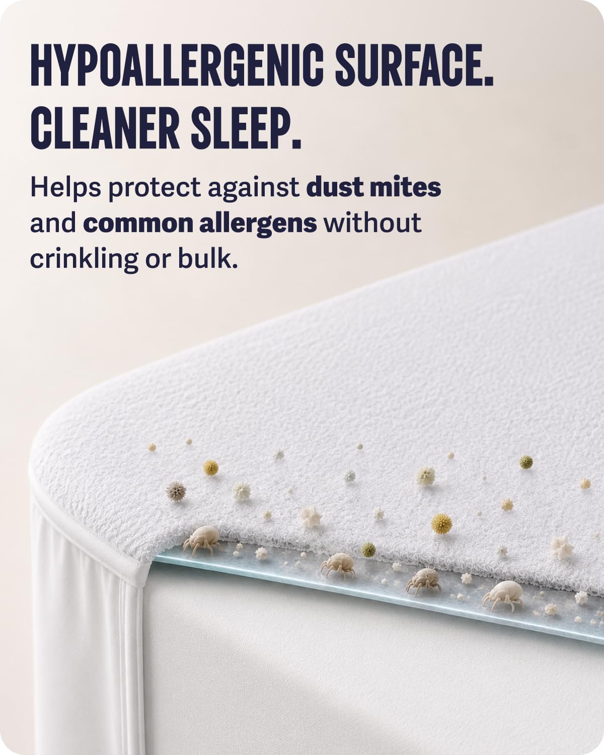 SafeRest Waterproof Queen Size Mattress Protector | Fitted with Stretchable Pockets, Machine Washable Cotton Blend Mattress Cover for Bed