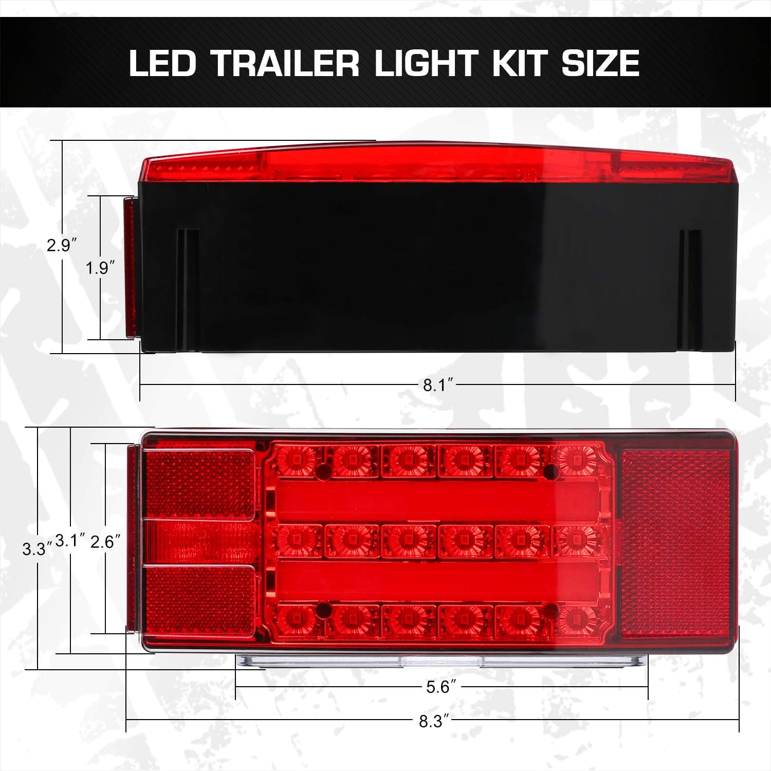 New Submersible LED Trailer Light Kit, Super Bright Brake Stop Turn Tail License Lights for Camper Truck RV Boat Snowmobile Over 80" Inches
