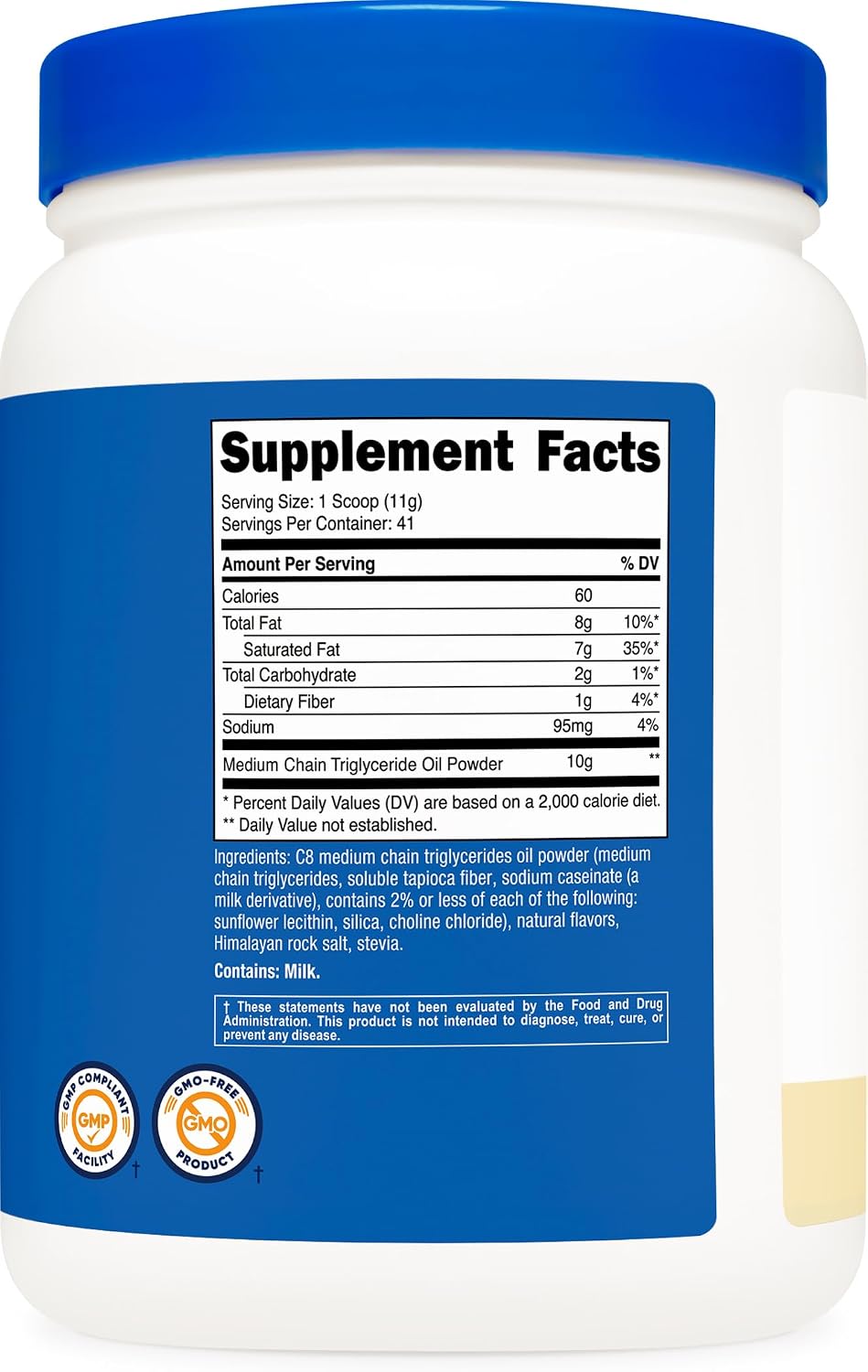 Nutricost C8 MCT Oil Powder 1LB (16oz) Vanilla Flavor, Gluten-Free