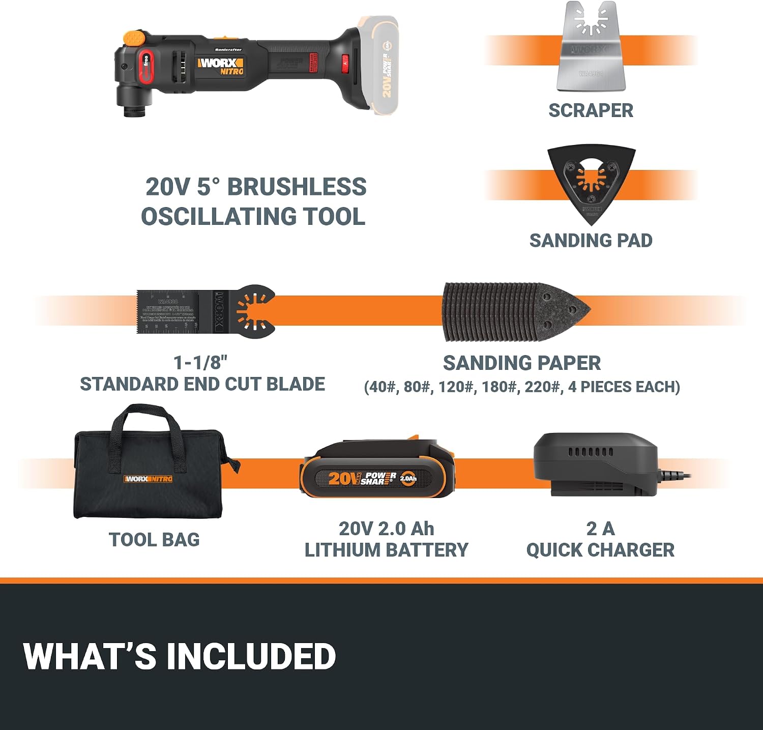 WORX Cordless Oscillating Multi-Tool, 20V Sonicrafter, WX696L