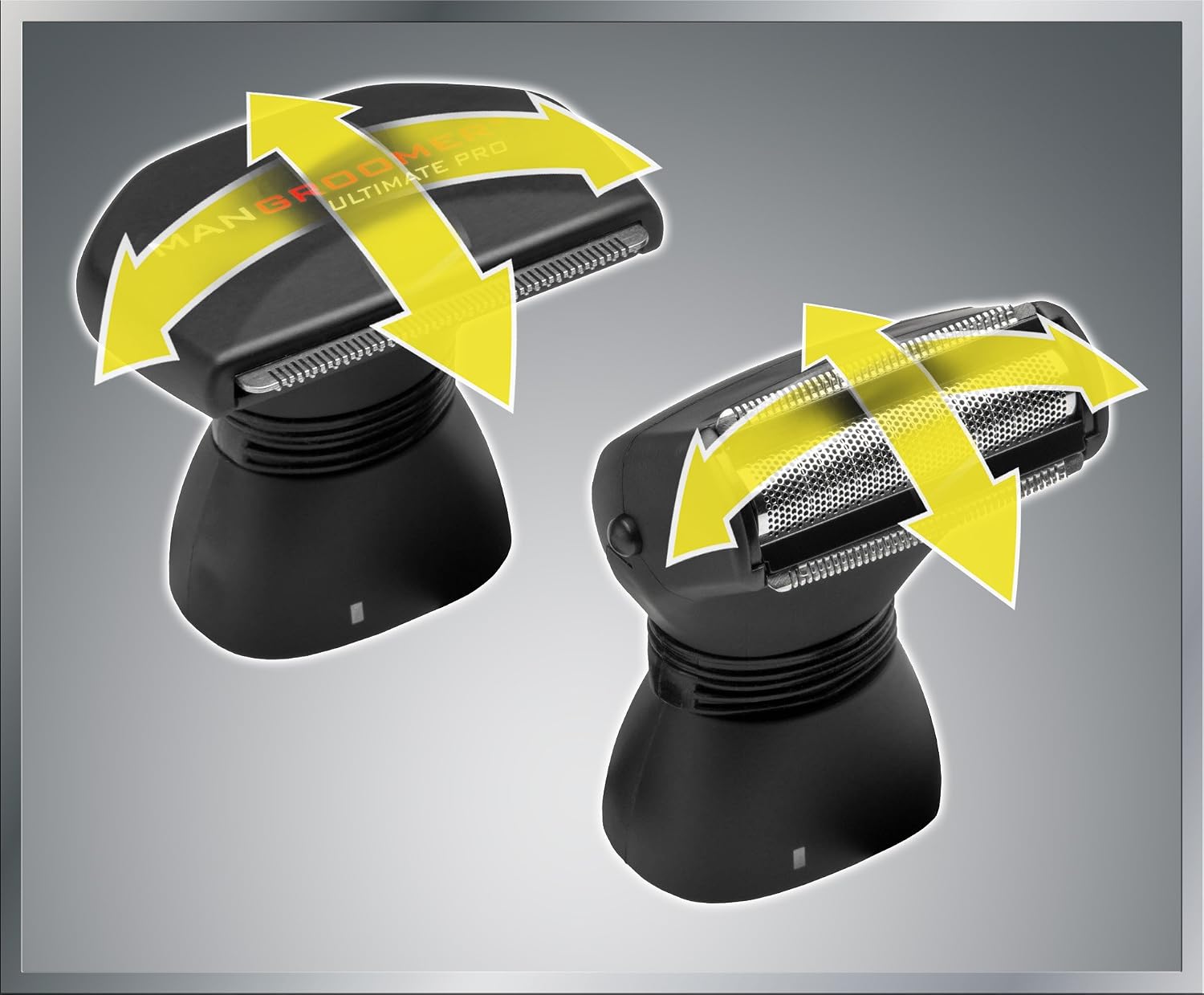MANGROOMER Ultimate Pro Back Shaver with 2 Shock Absorber Flex Heads, Black and Red, 1 Count