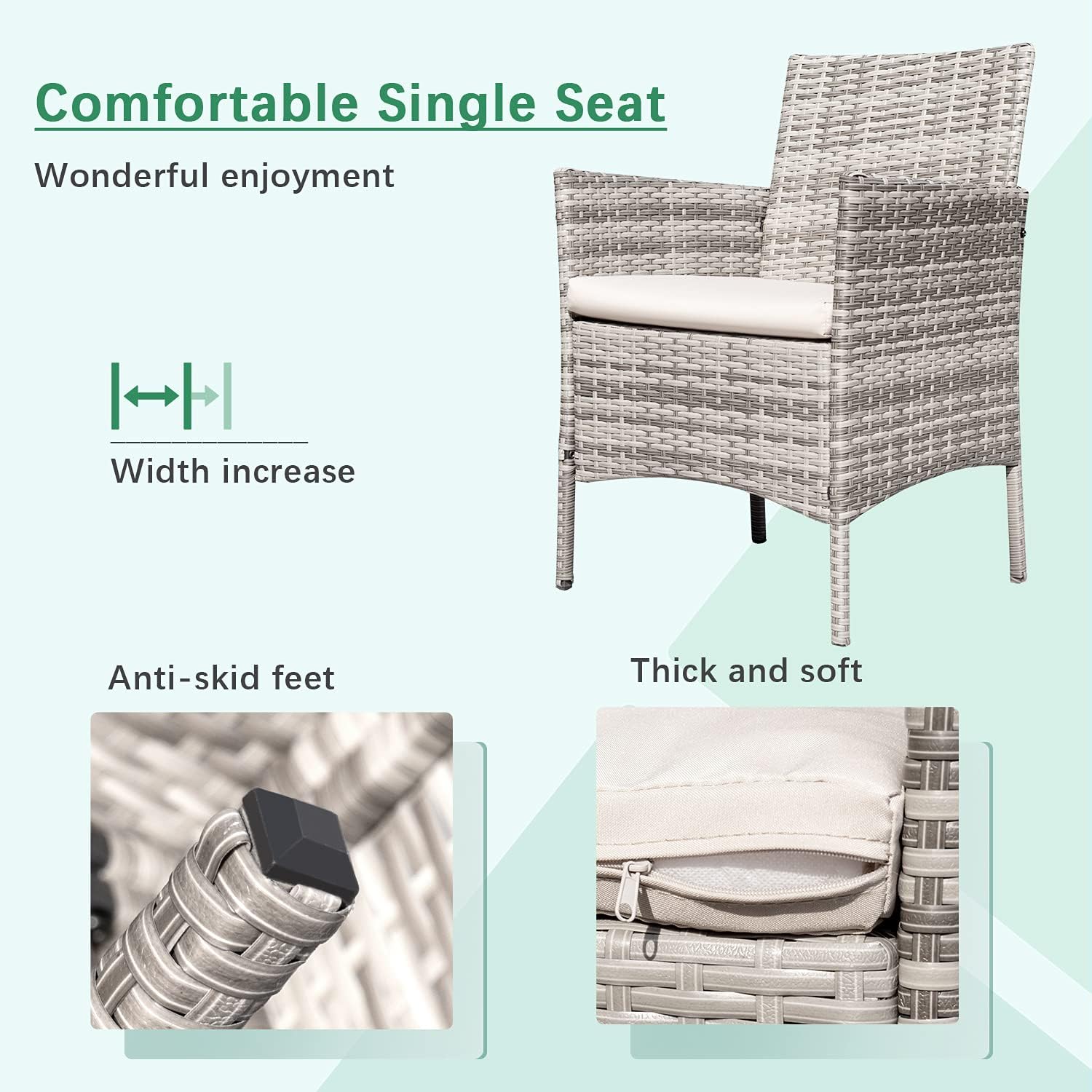 Greesum Patio Furniture 4 Pieces Conversation Sets,Brown and Beige