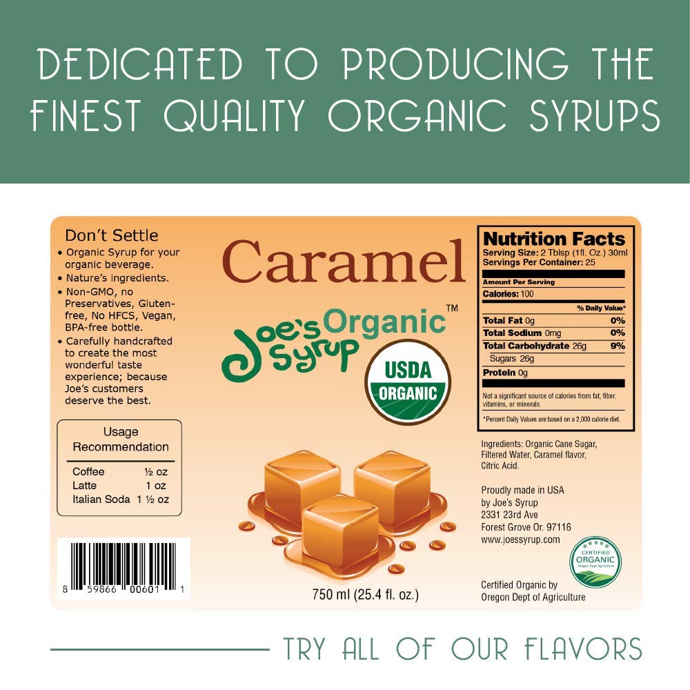 Joe’s Syrup Organic Flavored Syrup, Organic Strawberry, 750 ml | Vegan, gluten-free, Non-GMO, no HFCS; for cocktails & desserts