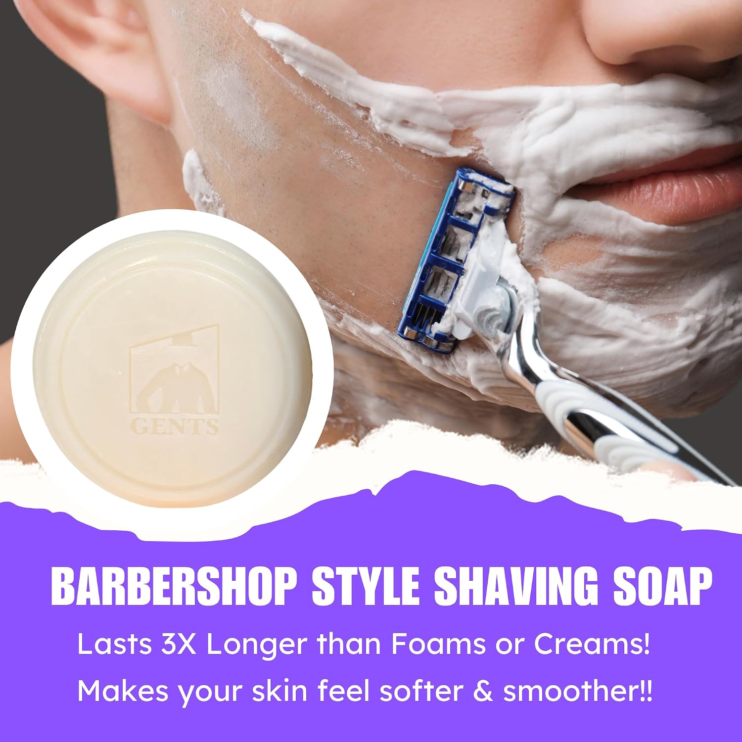 GENTS Men’s Shave Soap, 97% Natural Cedar Pine Scent, Rich Lather Wet Shaving, Traditional Shaving Soap for Men, 3oz Puck