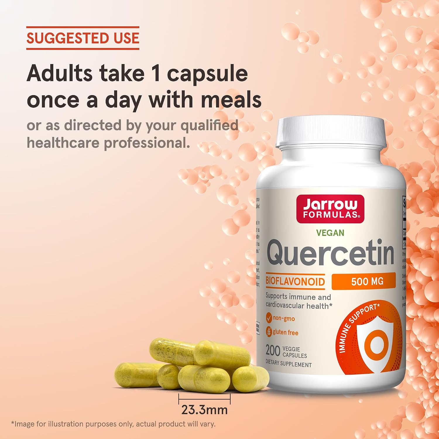 Jarrow Quercetin 500mg Capsules for Cardiovascular & Immune Health, 200ct | Cellular Health Support, Cardiovascular Support, Antioxidant Support, Supports Antioxidant Status, Veggie Capsules