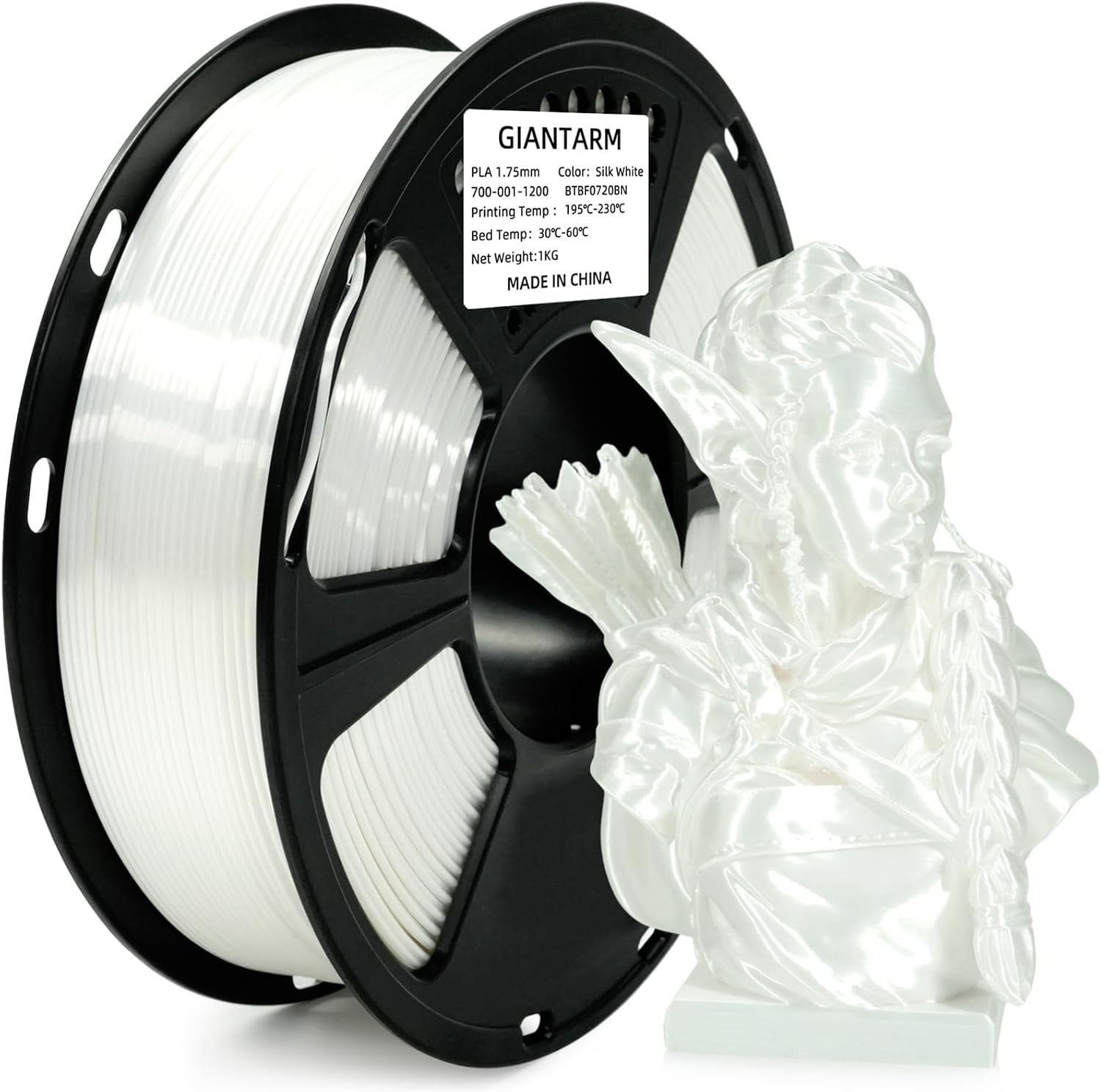 GIANTARM 3D Printer Filament, Silk Gold Pla Filament, 1Kg(2.2lbs) Spool, 1.75mm Dimension Accuracy +/- 0.03mm, 3D Printing Filament