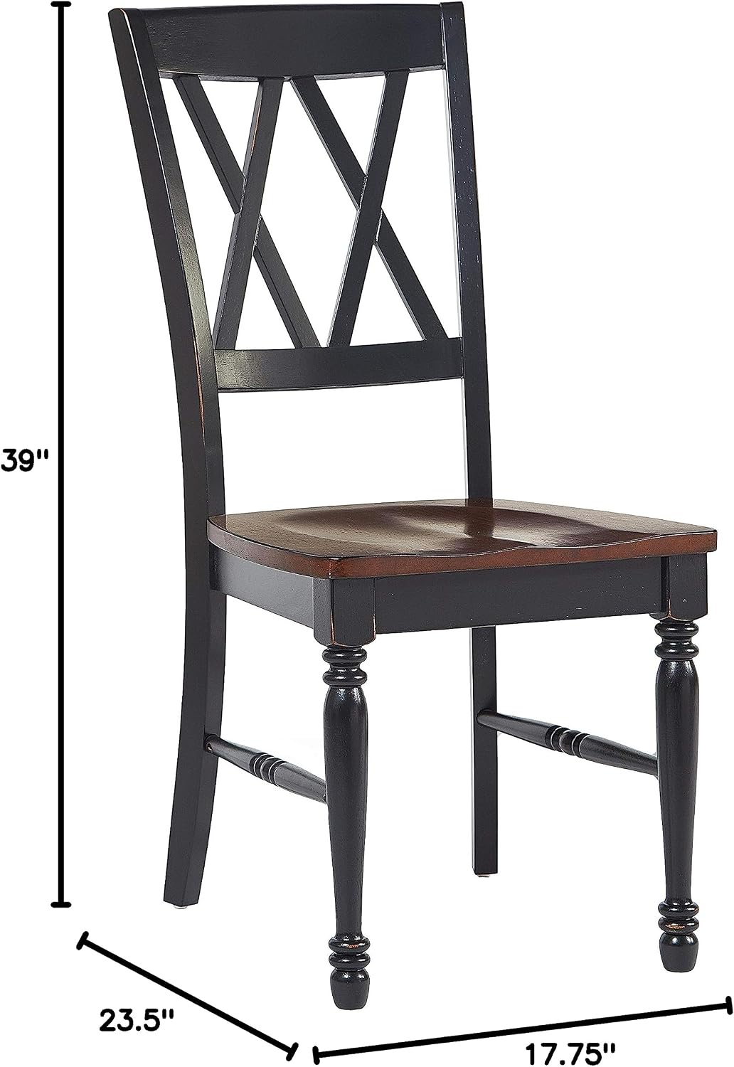 Crosley Furniture Shelby Traditional Wood X-Back Dining Room Chairs Set of 2, Kitchen Chair, Distressed White