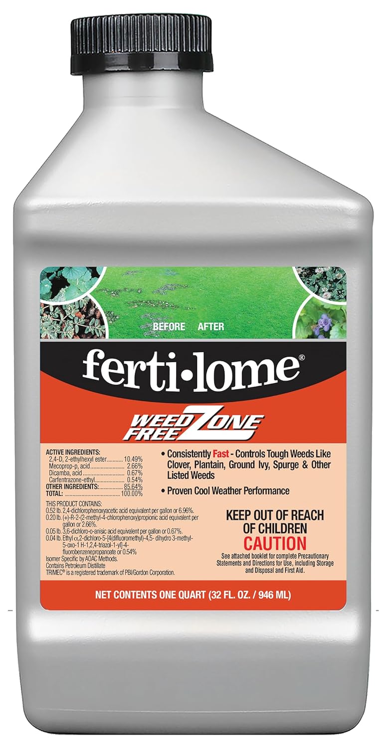 Fertilome (10524) Weed Free Zone Broadleaf Weed Killer Concentrate, 16 oz | Triclopyr + Clopyralid formula - Kills 80+ tough broadleaf weeds in cool & warm turfgrass - Home lawn owners