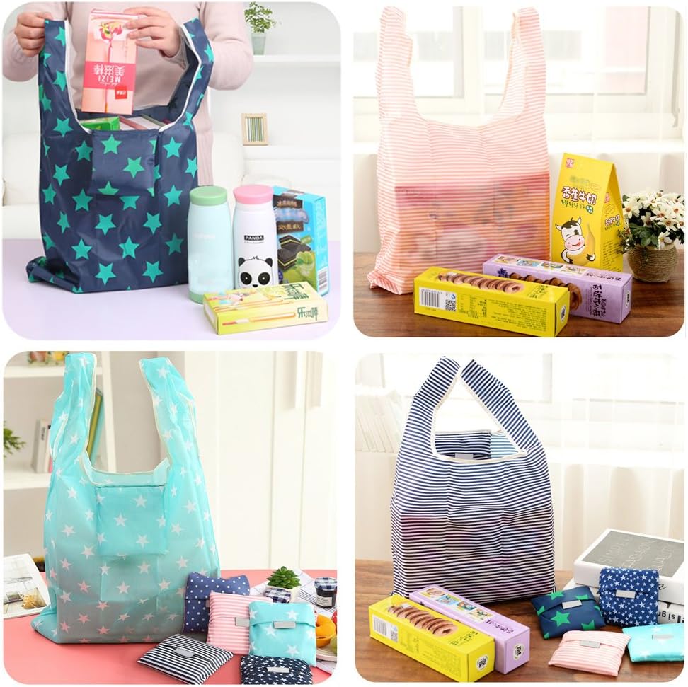 Kaxich Reusable Grocery Shopping Bags - Foldable Eco-friendly Shopper Tote Bags (4 Pack) Waterproof & Machine Washable
