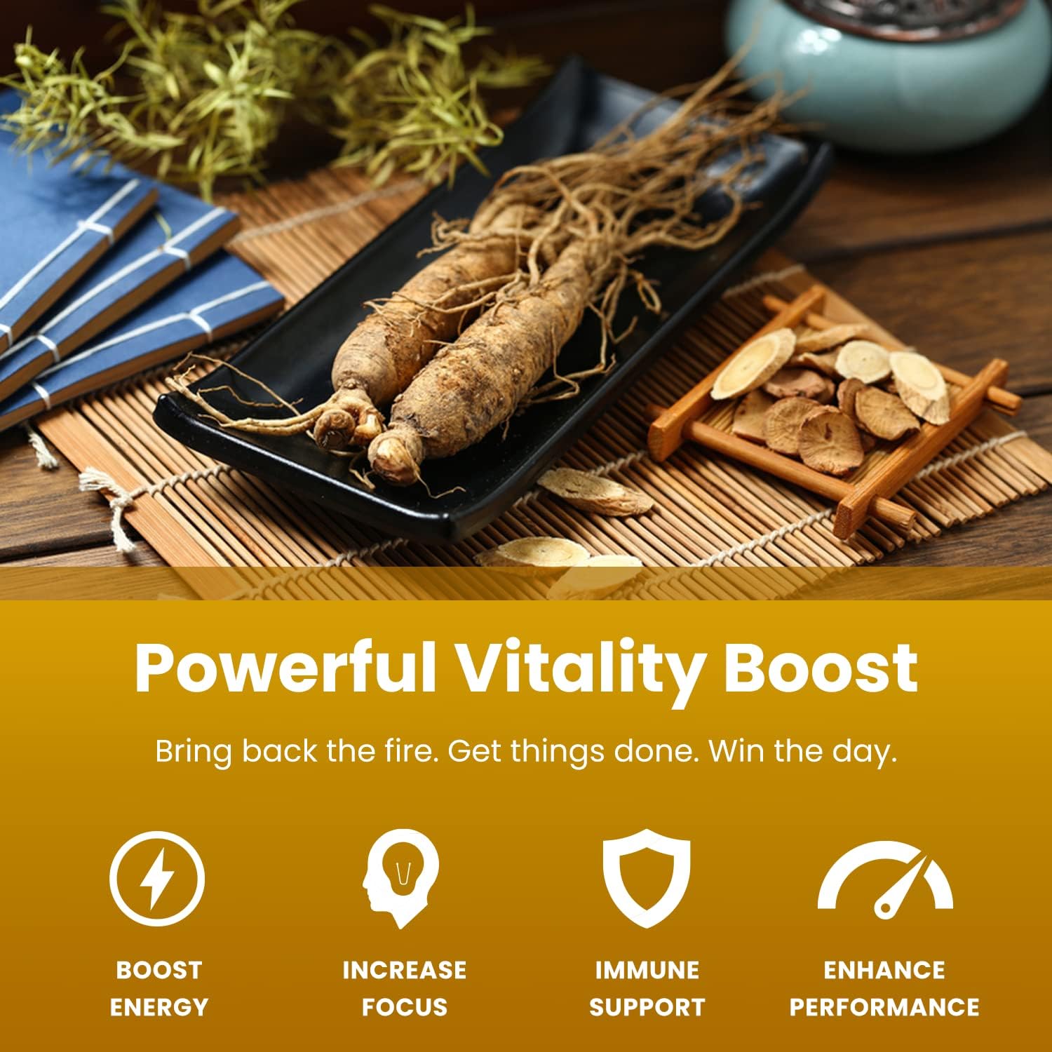 NutraChamps Korean Red Panax Ginseng Capsules | Extra Strength Ginsenosides for Energy, Focus, Performance, Vitality & Immune Support | Korean Ginseng Root Extract for Men (120)