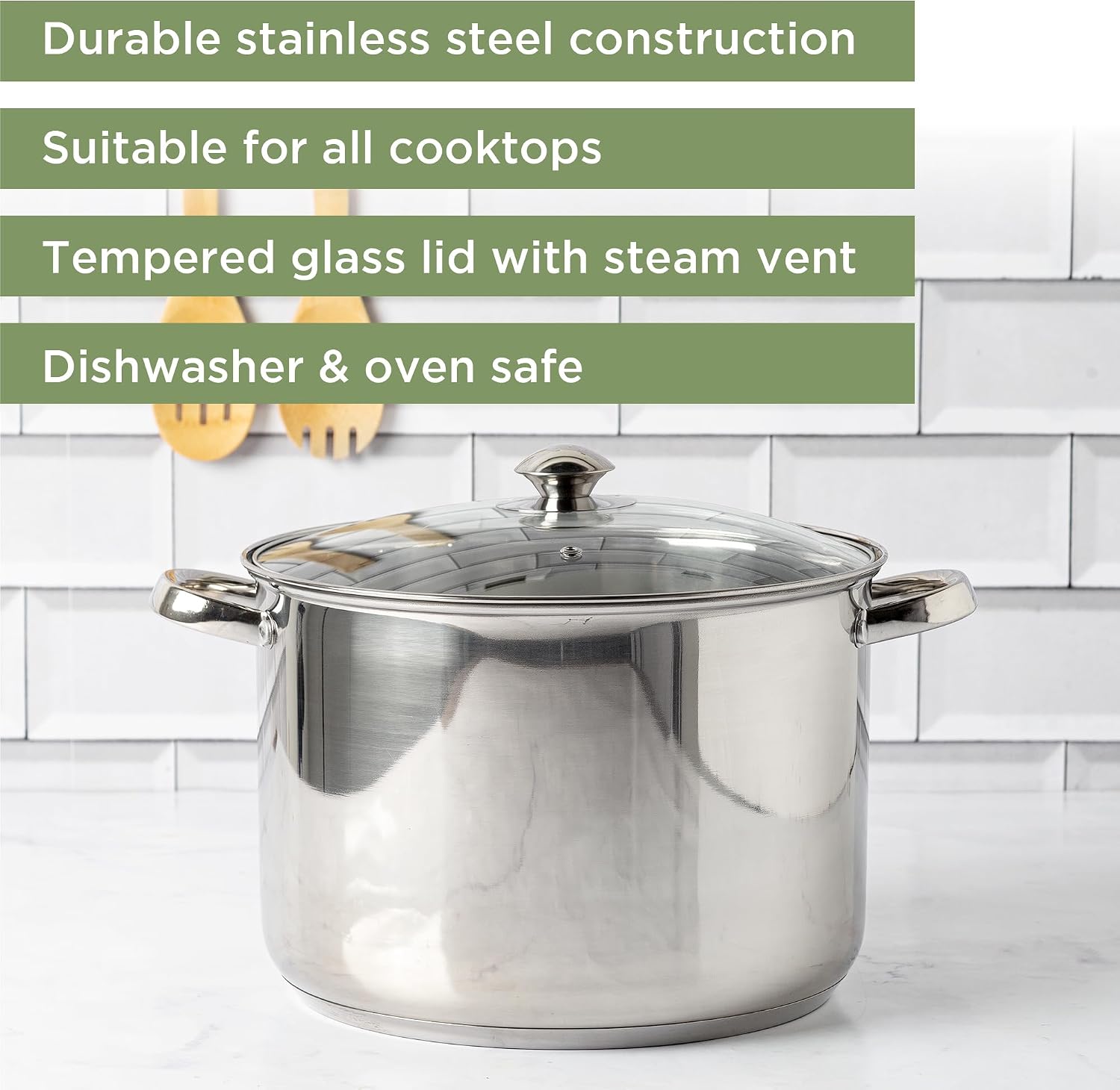 Ecolution Stainless Steel Sauce Pan, Encapsulated Induction Ready Cooking Pot with Glass Lid, Oven Safe, Dishwasher Safe Soup Pot, 2-Quart