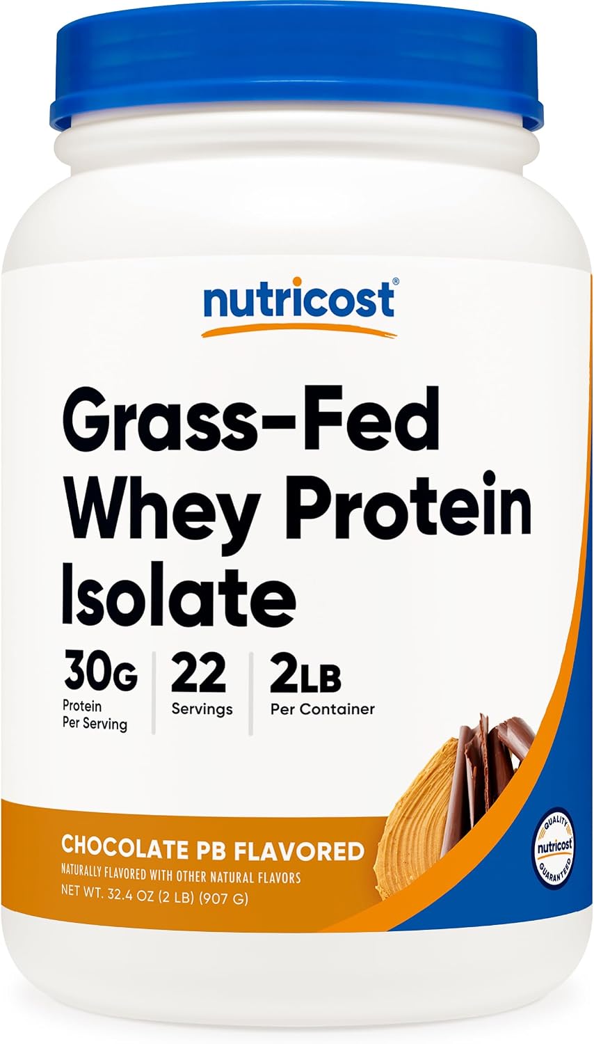 Nutricost Grass-Fed Whey Protein Isolate (Vanilla) 5LBS | GMO-Free, Gluten Free, Natural Flavors