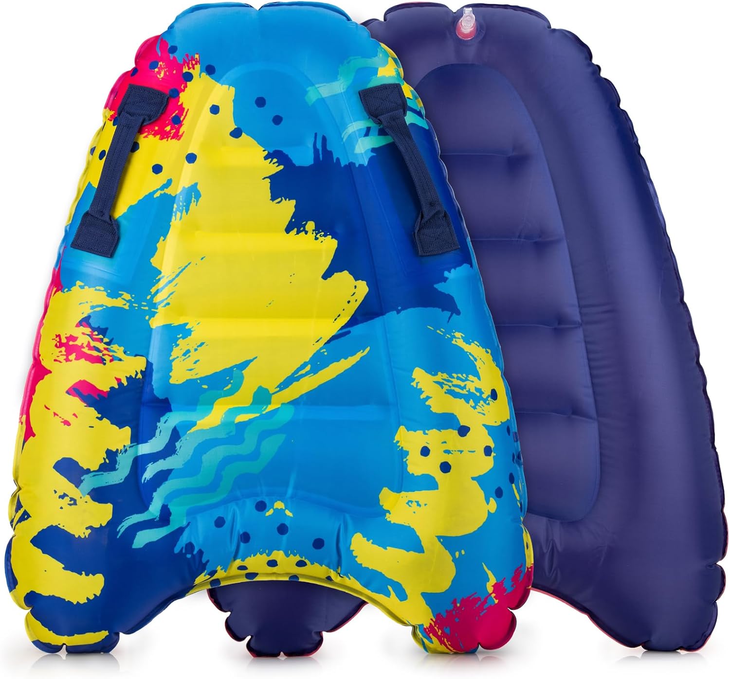Inflatable Boogy Boards for Beach Travel Toys, 30” Cavas Slip Slide Water Park Body Surfing Board with Handles
