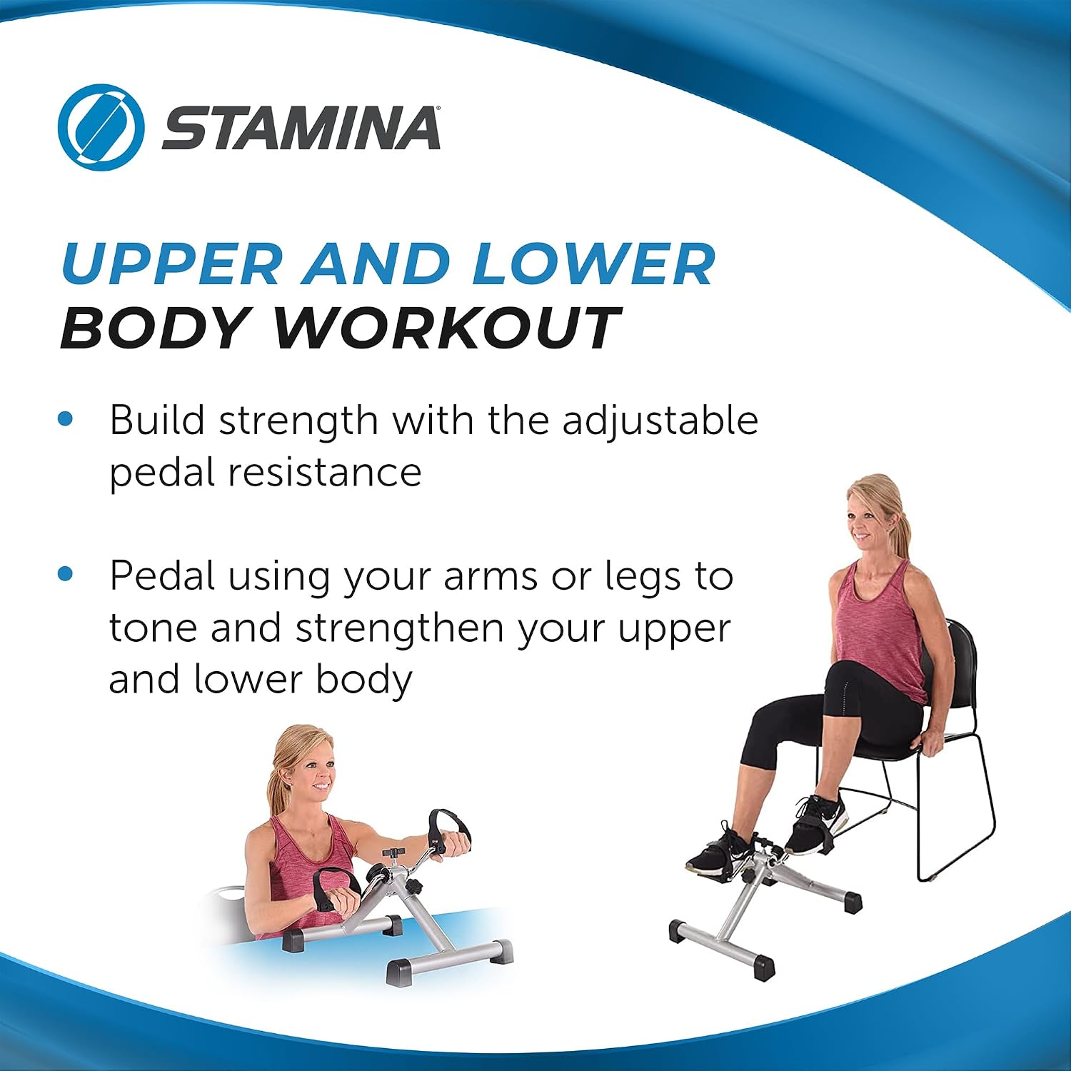 Stamina InStride Cycle XL - Folding Cycle Pedal Exerciser - Fitness Bike with Smart Workout App for Seated Exercise - Foldable Exercise Bike for