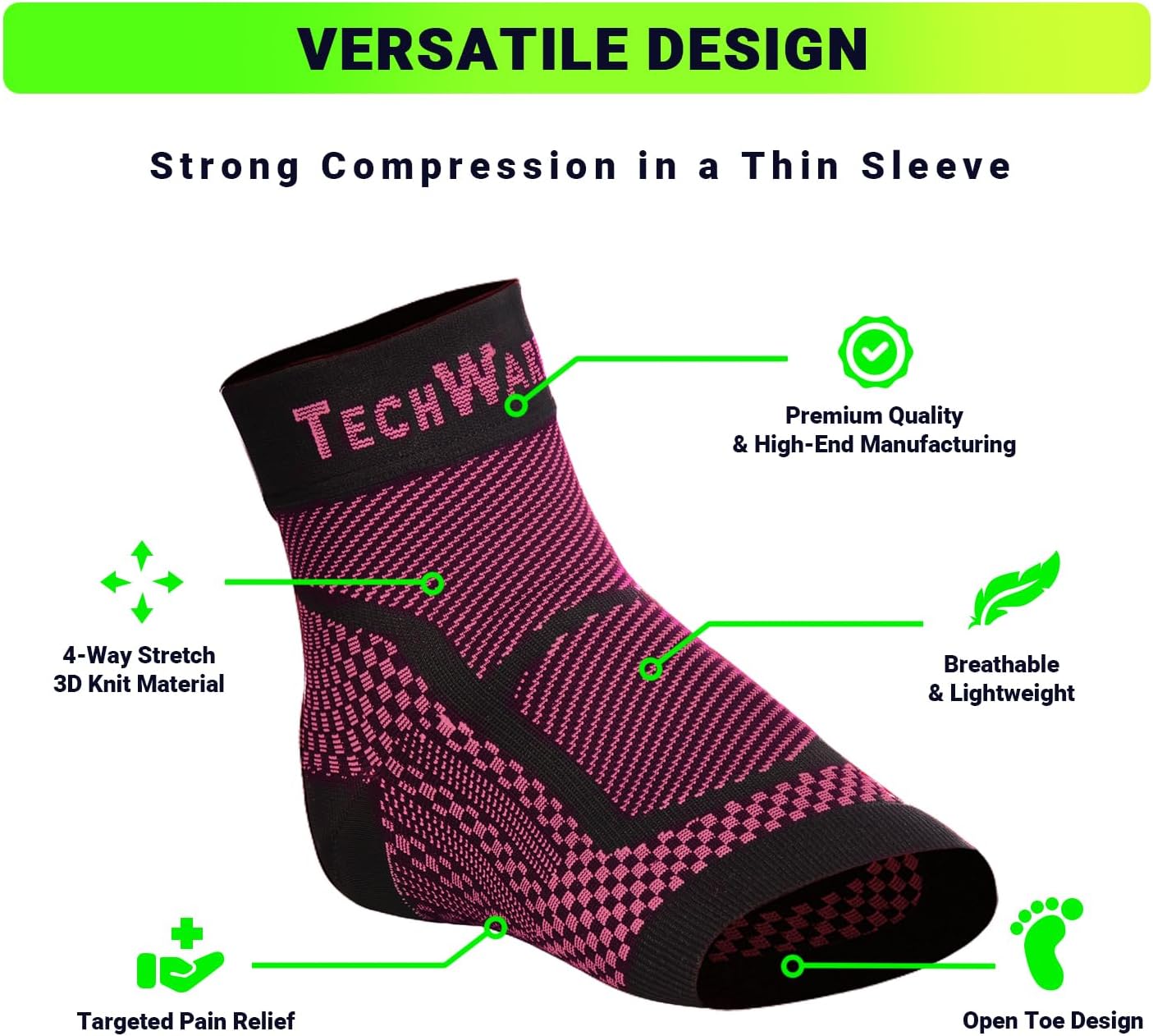 Ankle Brace Compression Sleeve - Plantar Fasciitis Sock. Relieves Achilles Tendonitis. Foot Arch Support Reduces Joint Pain, Swelling & Heel Spur Pain. Injury Recovery Braces for Sports