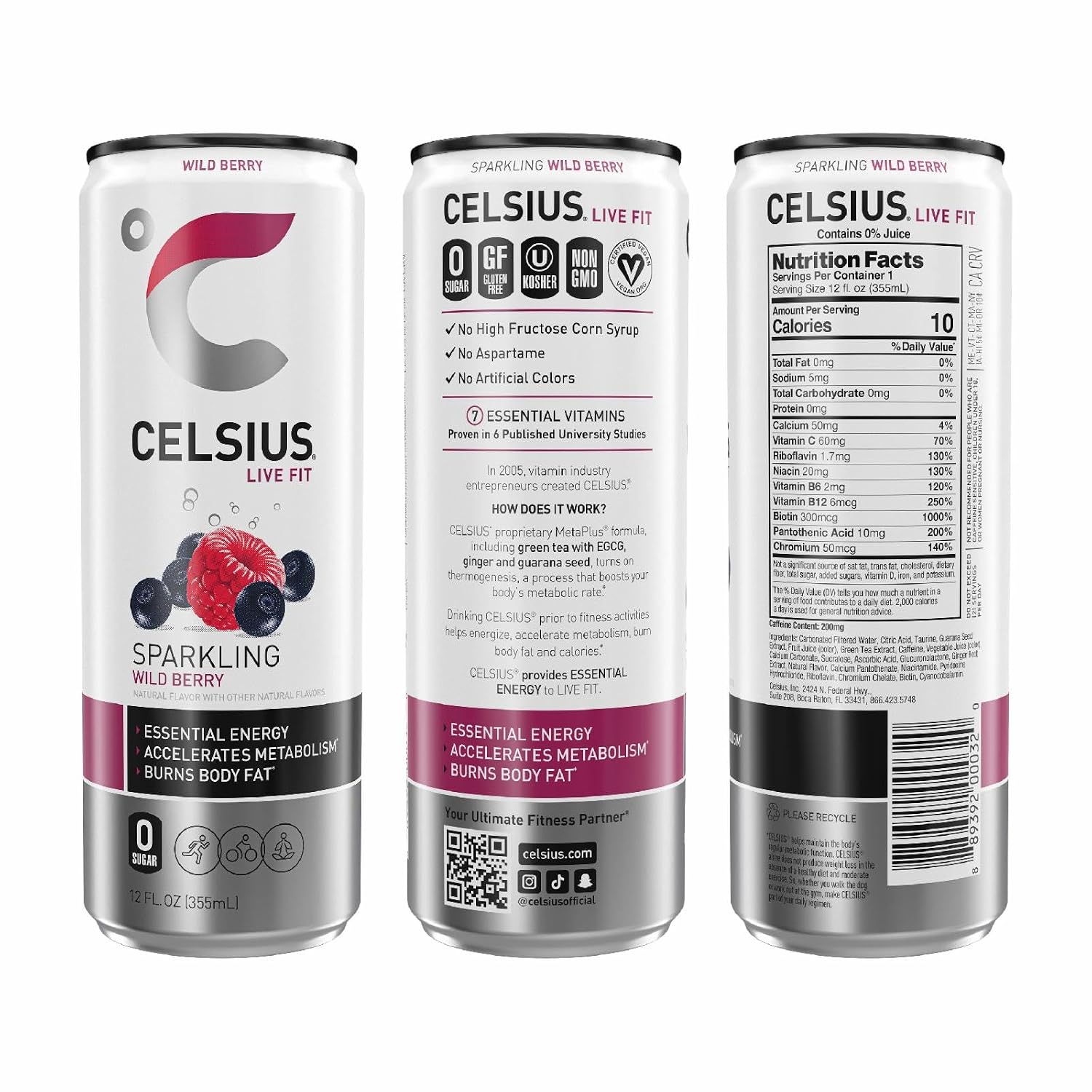 CELSIUS Sparkling Orange, Sugar Free Energy Drink, 12 Fl Oz (Pack of 4)