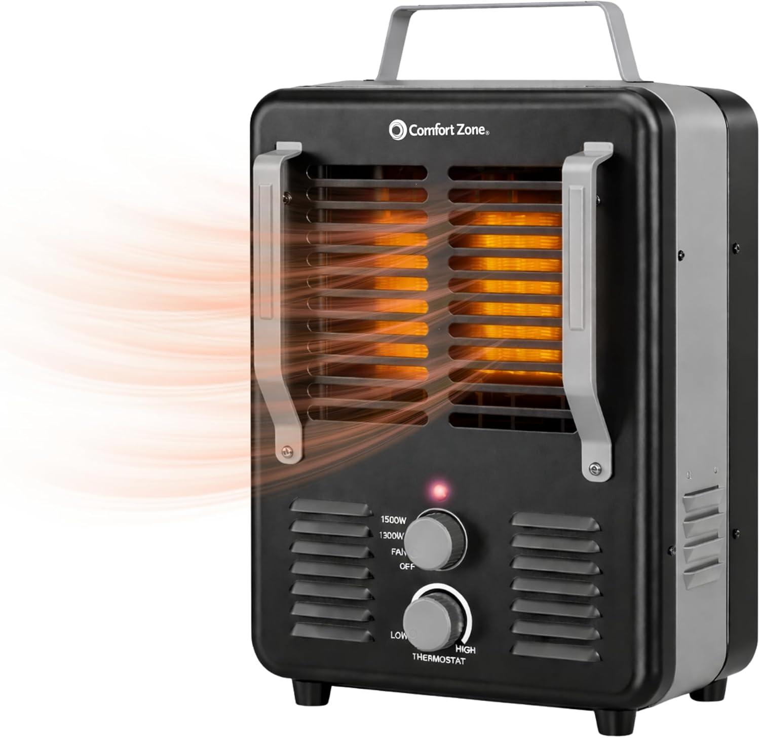 Comfort Zone Electric Portable Milkhouse Style Utility Space Heater with Adjustable Thermostat, Overheat Protection, and Safety Tip-Over Switch, Ideal for Garage or Greenhouse, 1,500W, CZ798