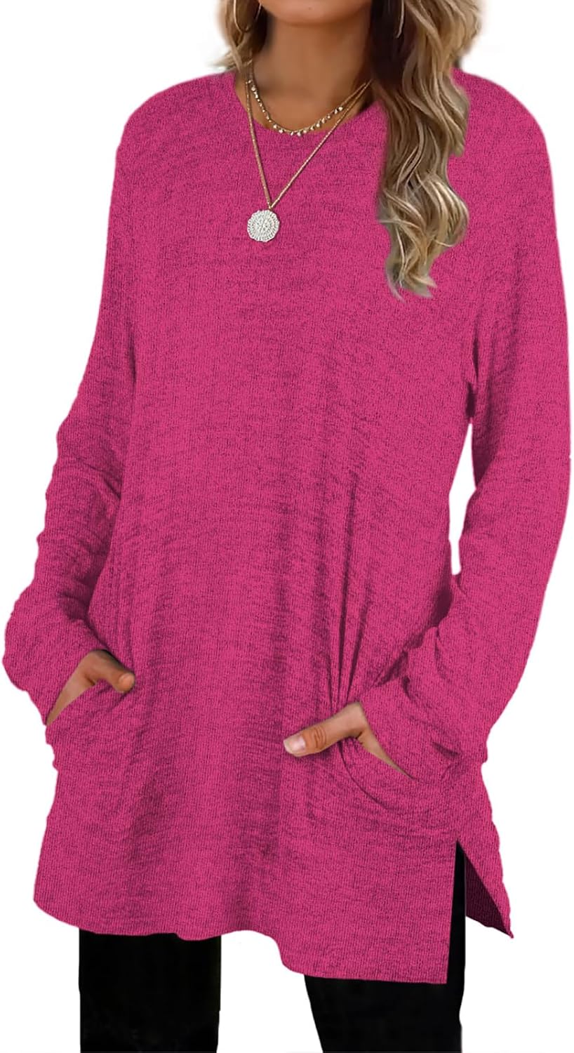 XIEERDUO Womens Casual Sweatshirts Long Sleeve Shirts Oversized With Pocket Tunic Tops S-3XL