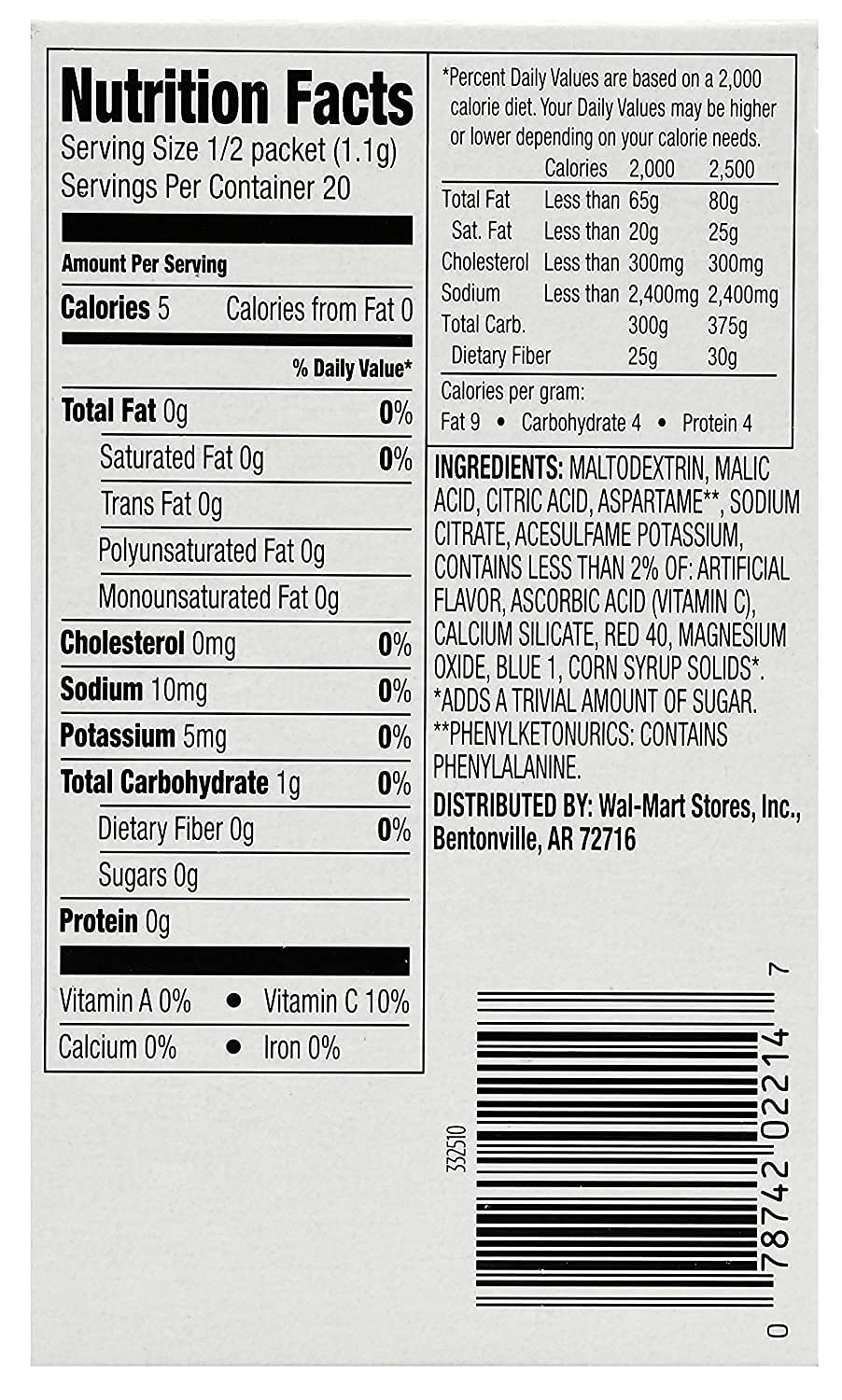 Great Value: Grape Drink Mix, .78 Oz (Pack of 6)