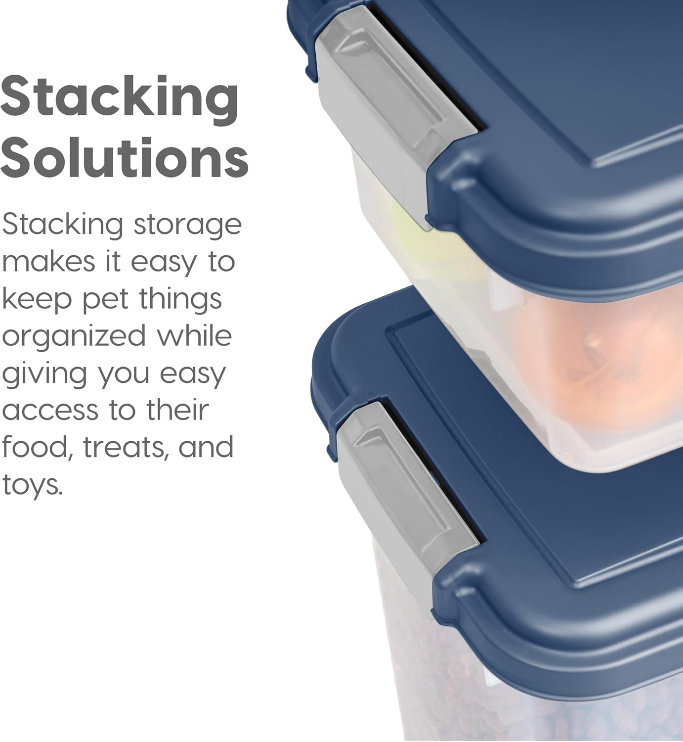 IRIS USA Dog Food Storage Container, Up to 30+11 lbs, Navy, Made in USA | Wheels for Mobility, Airtight Seal, BPA-Free, Best for Bird Seed, Cat food