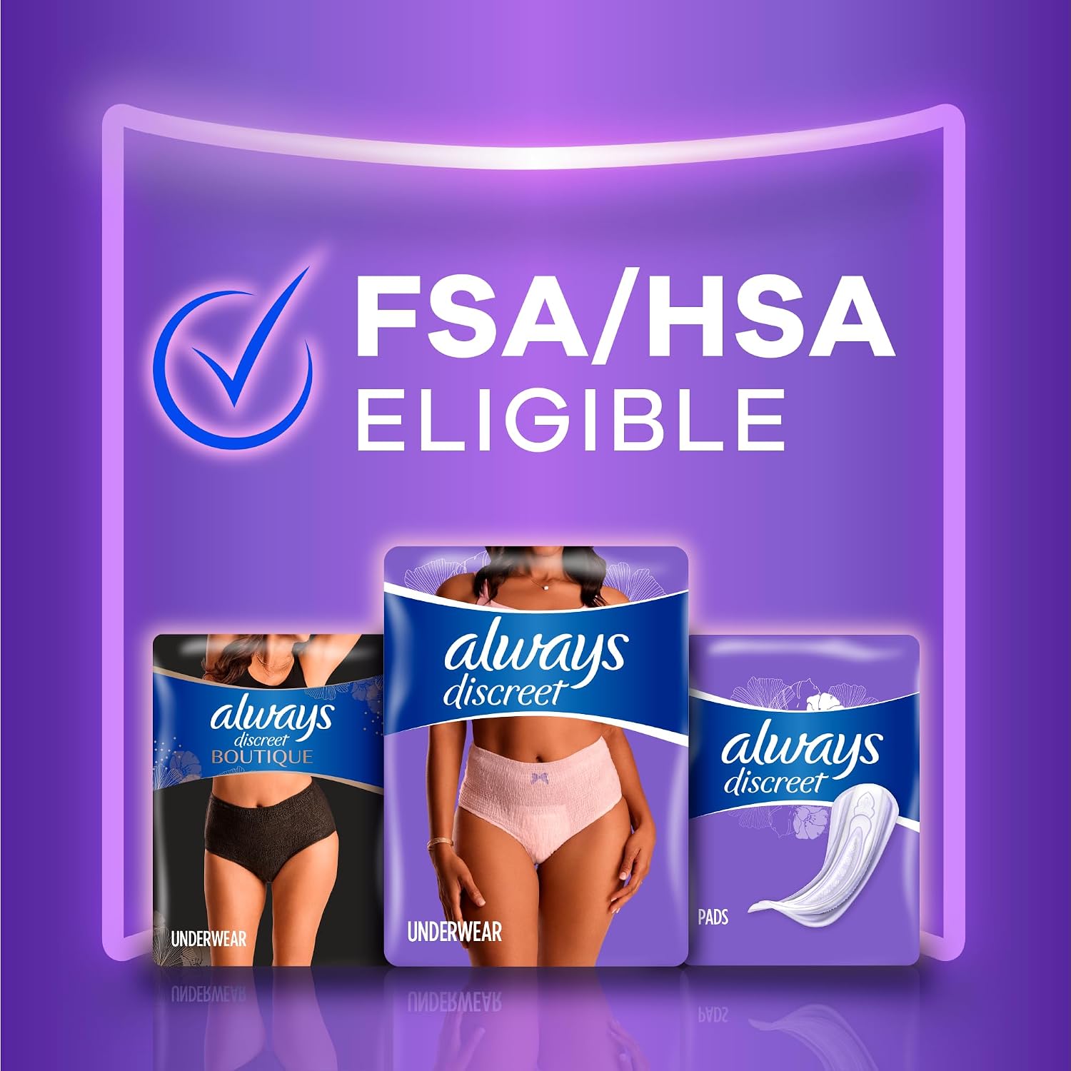 Always Discreet Adult Diapers for Women, Incontinence Underwear, Postpartum Essentials, Disposable Briefs, Max Absorbency, Bladder Leak Protection, Small/Medium, 32ct