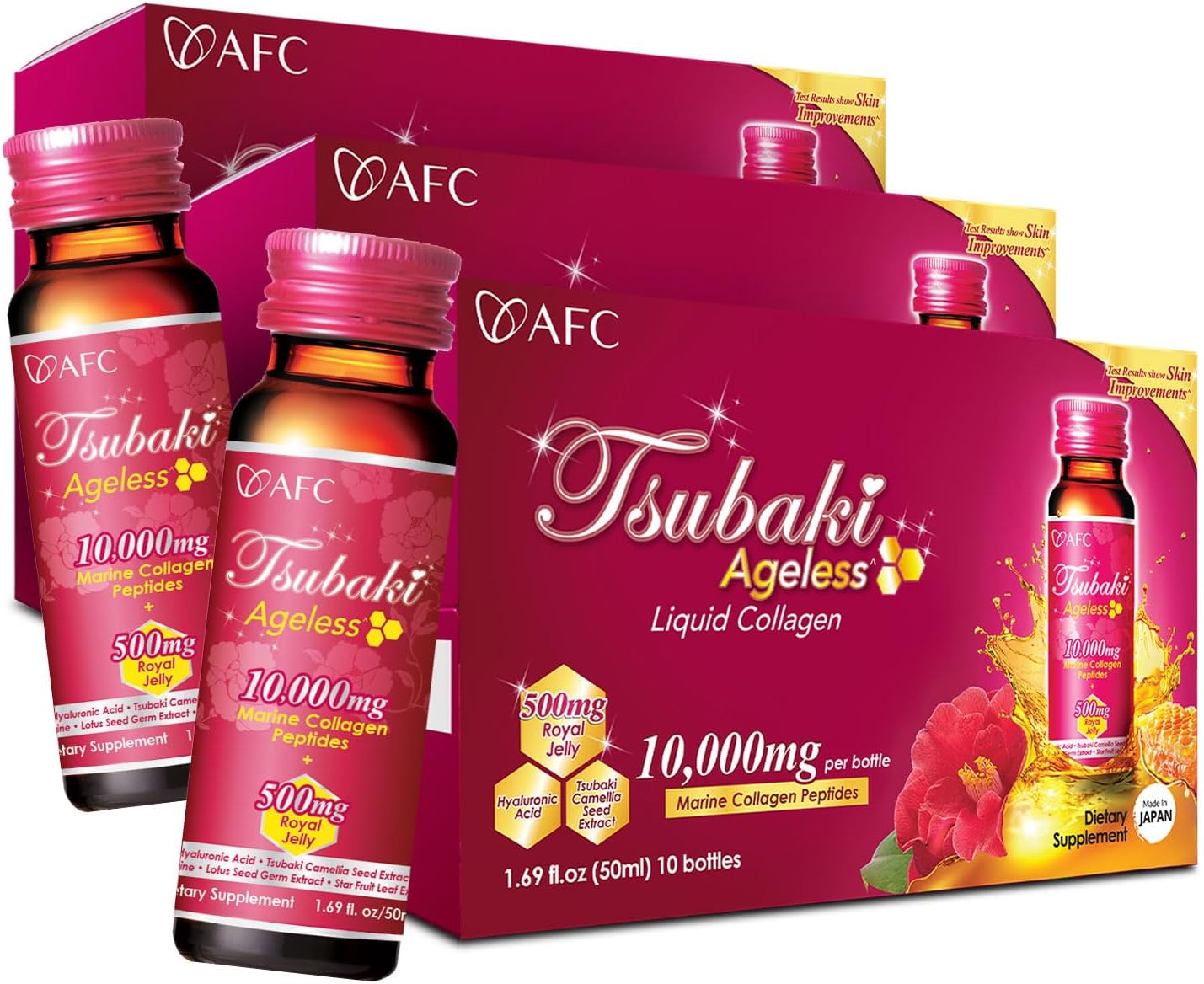 AFC Japan Tsubaki Ageless 10000mg Collagen Drink with Royal Jelly - 3 Pack