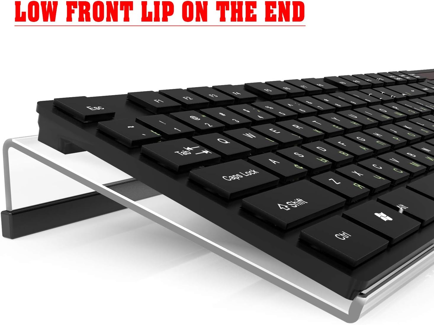KOTEMON Acrylic Tilted Computer Keyboard Stand for Ergonomic Typing, Keyboard Tray Holder with Silicone Non-Slip Case, Black