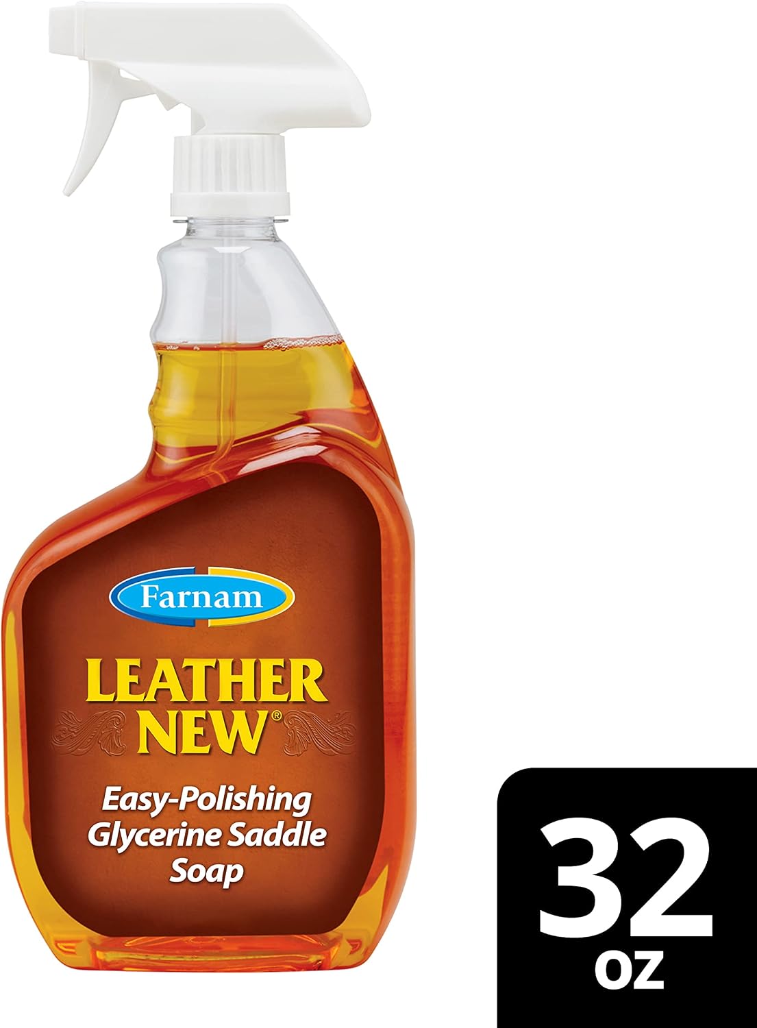 Farnam Leather New Easy-Polishing Glycerine Saddle & Leather Cleaner, 32 oz | Conditions Saddles and Leather Tack, Moisturizing, and Protects Against Moisture