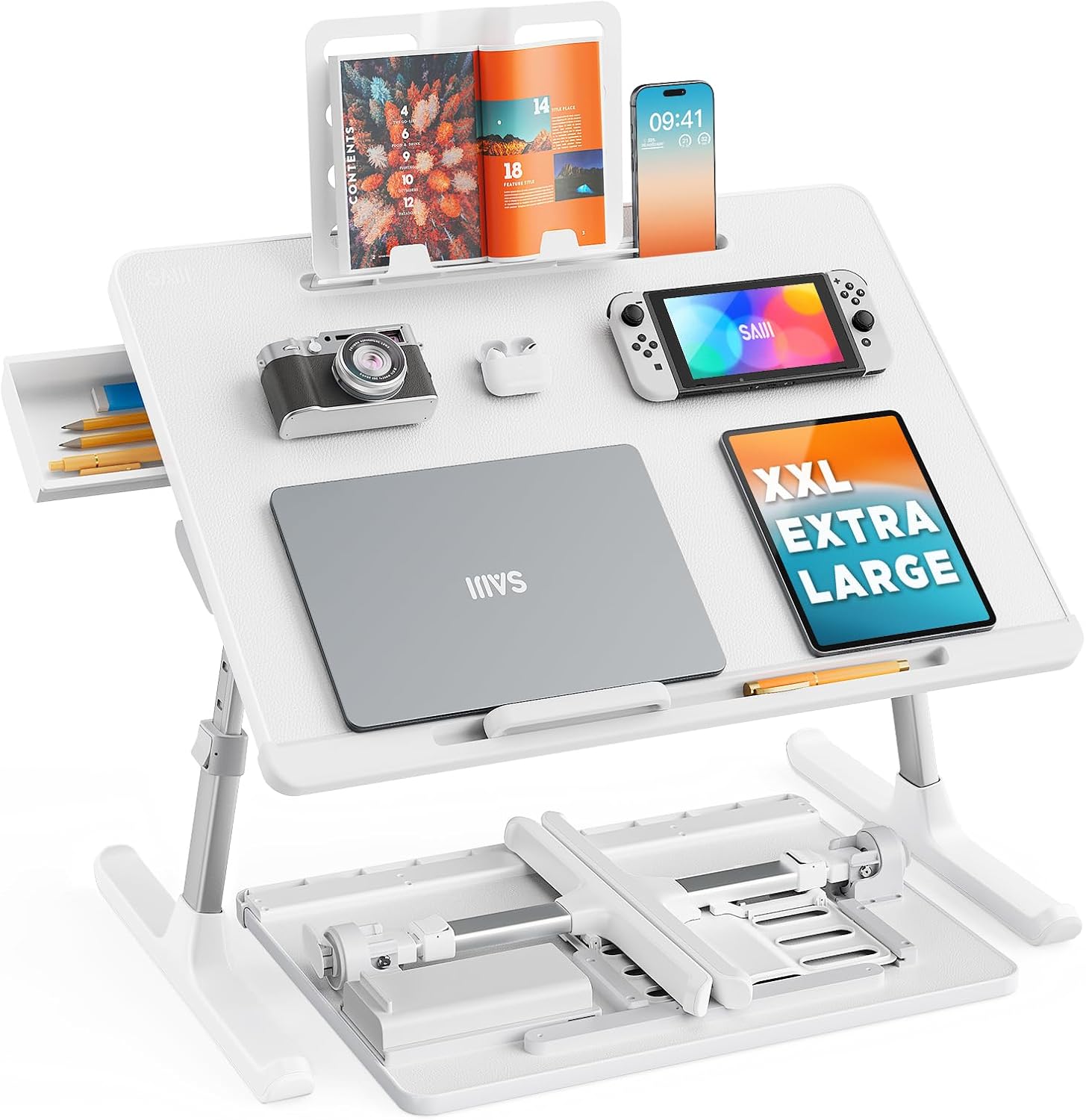 Laptop Lap Desk for Bed, SAIJI X-Large Adjustable Laptop Table