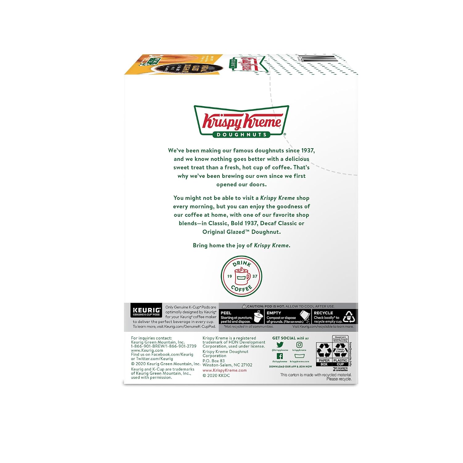 Krispy Kreme Classic Coffee, Keurig Single Serve K-Cup Pods, Medium Roast, 96 Count