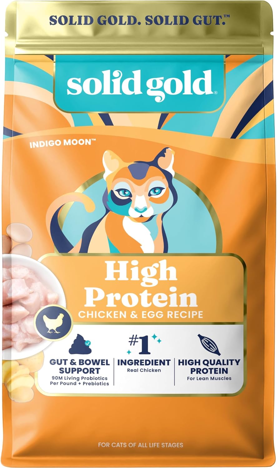 Solid Gold Dry Cat Food for Indoor Cats of All Ages - W/Lamb, Brown Rice, Barley, Probiotics & Fiber for Gut Health- Holistic & Healthy Cat Kibble for Kittens & Adults - Dry Kibble for Cats - 4 LB