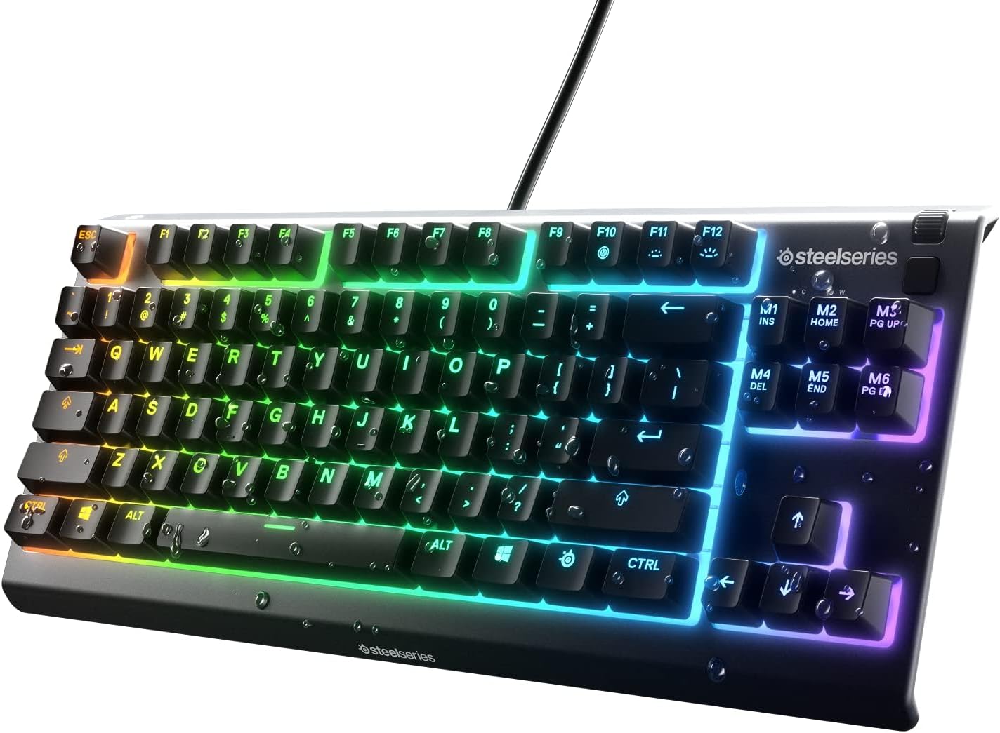 SteelSeries Apex 3 TKL RGB Gaming Keyboard – Tenkeyless Compact Form Factor - 8-Zone RGB Illumination – IP32 Water & Dust Resistant – Whisper