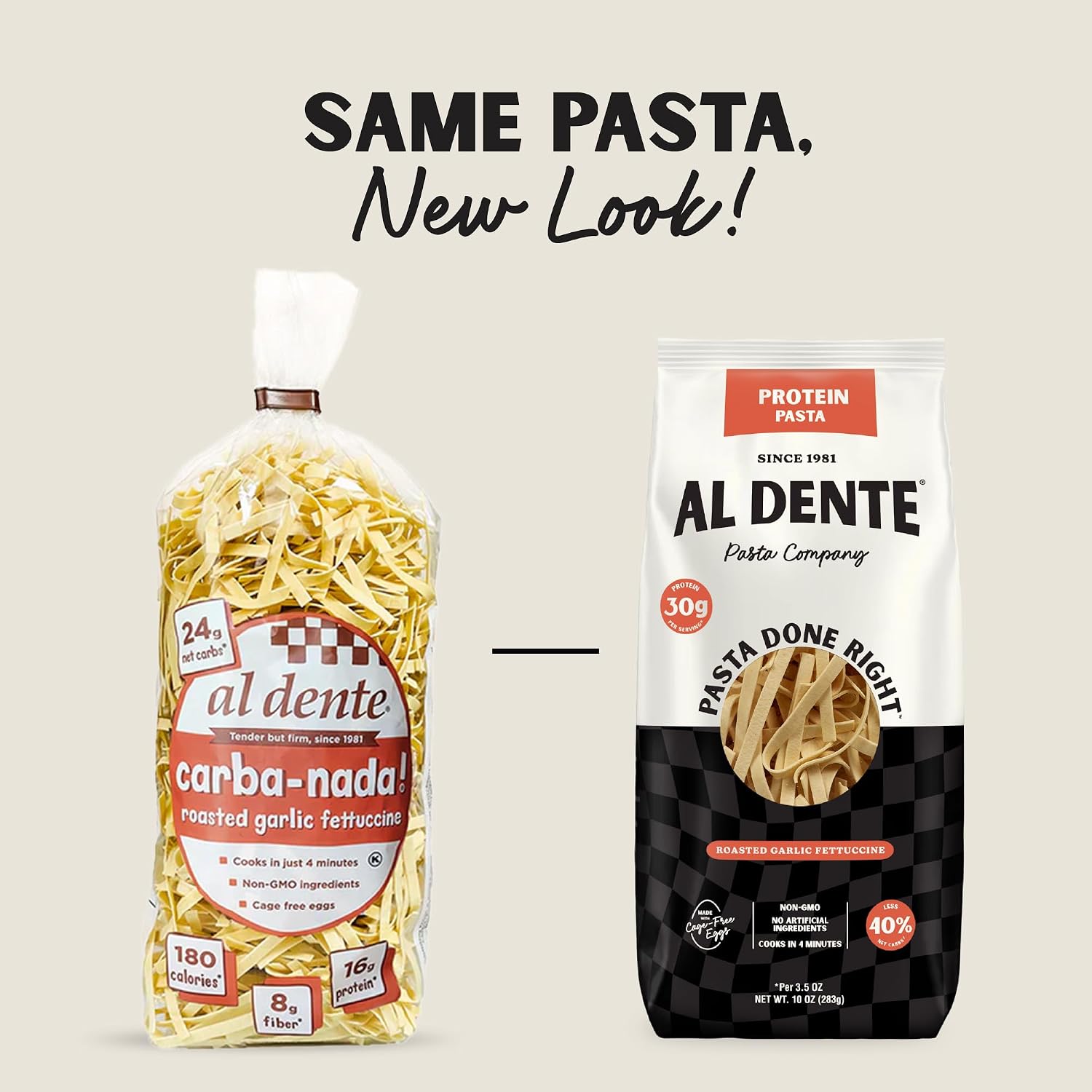 Al Dente Protein Egg Fettuccine 2-pack: 30g Protein from Eggs, Lower Carb | High Protein Fettuccine, No Beans/Legumes, Formerly Carba-Nada. Premium Pasta w/ Cage-Free Eggs, European Semolina Wheat