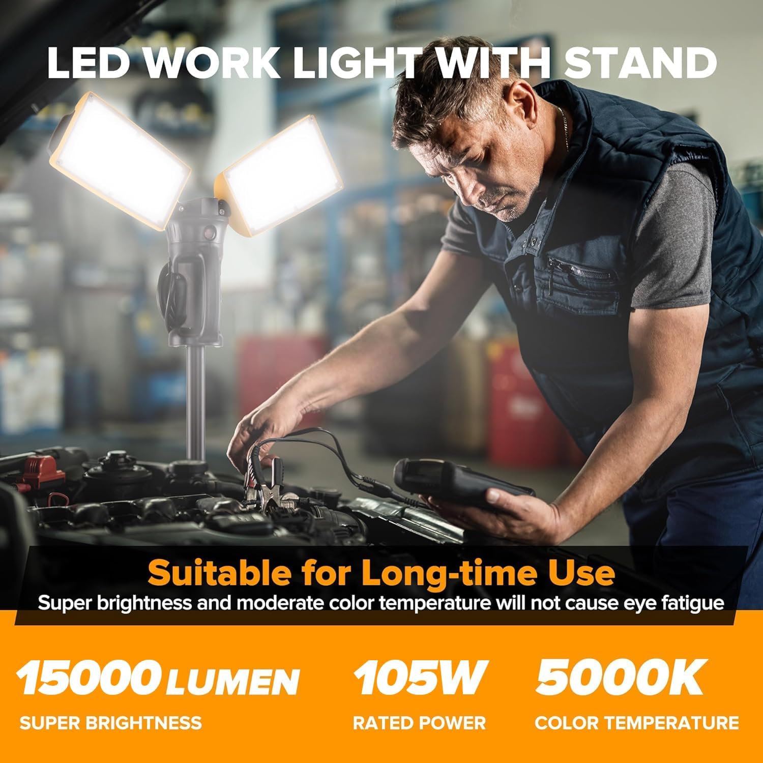 LUTEC Upgraded 5000K 15000 LM 105 W LED Work Light with Telescoping Tripod