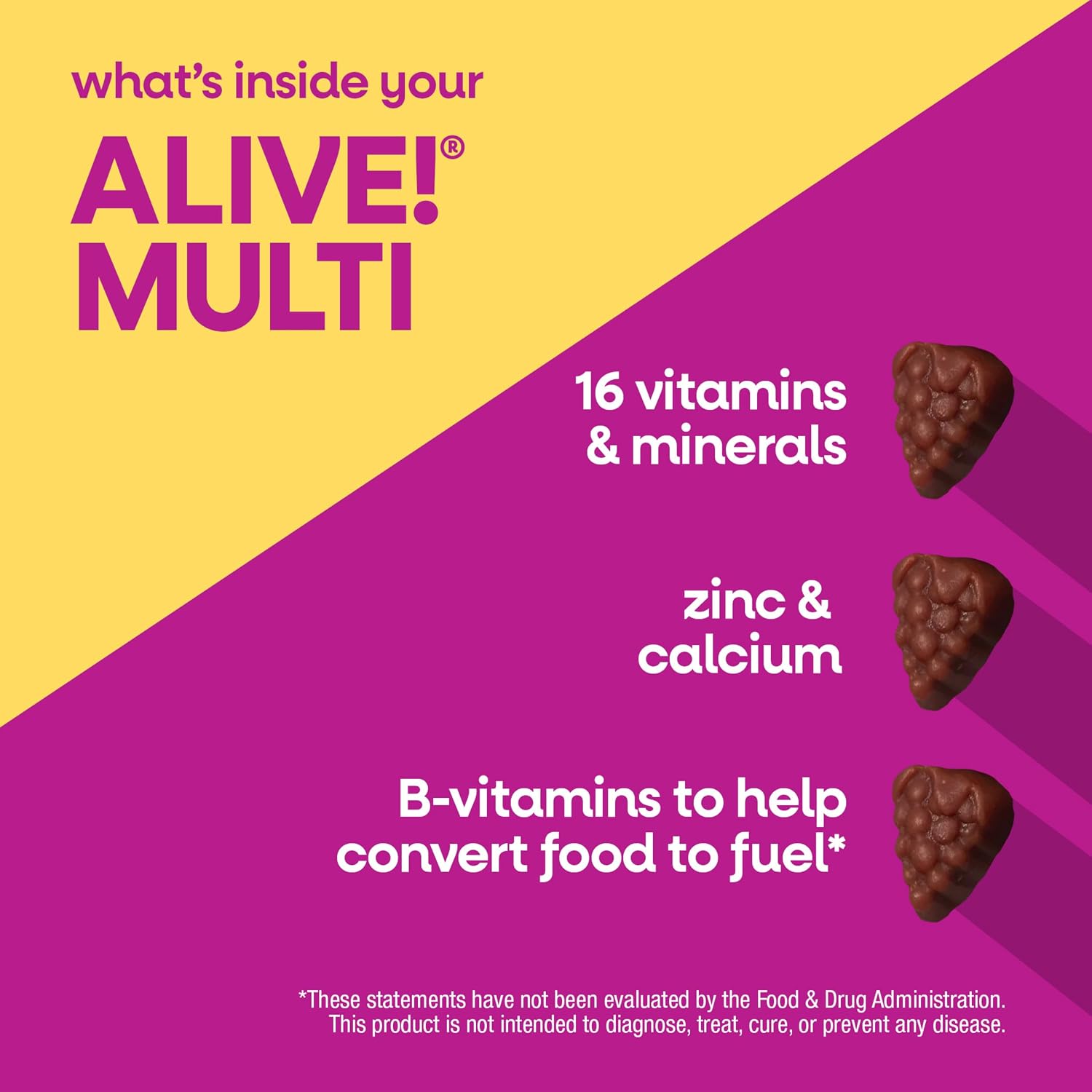 Nature's Way Alive! Women's 50+ Multivitamin Gummies, Mixed Berry, 60 ct | Daily Gummy Multi with B-Vitamins, Vitamin D3 & Calcium to Support Heart, Brain, & Bone Health for Women 50 and Older*