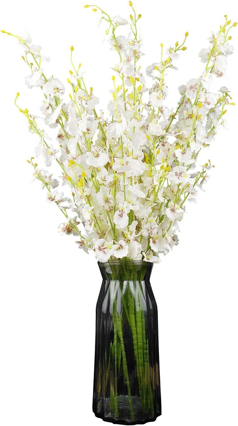 Yellow Artificial Flowers Orchids Silk Fake Flowers in Bulk, 12 Pcs (Each 38.5”), for Wedding Festive Party Home Office Decoration, No Include Vase