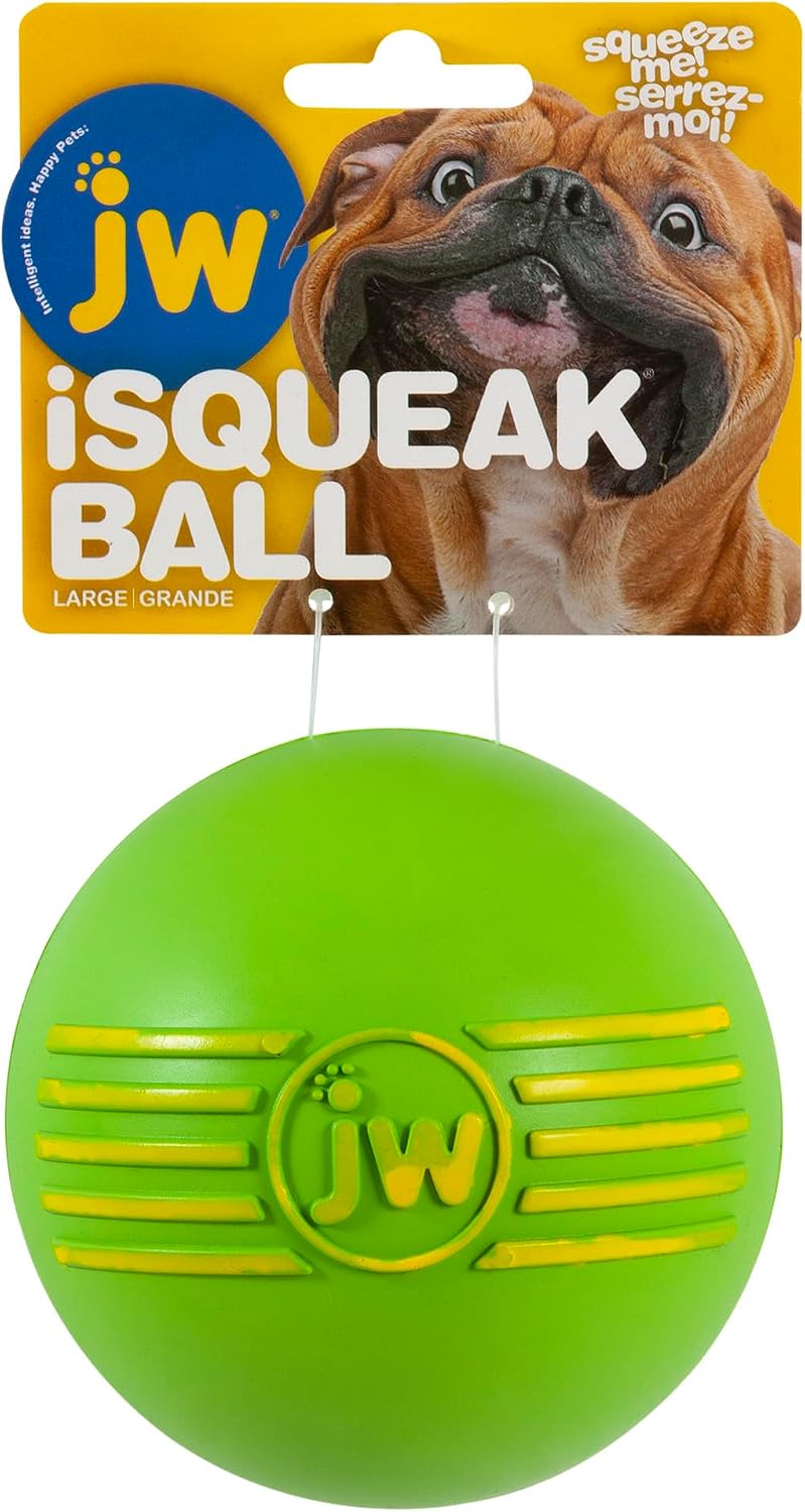 JW Squeak-ee Ball Puppy Toy | Water Resistant Design.