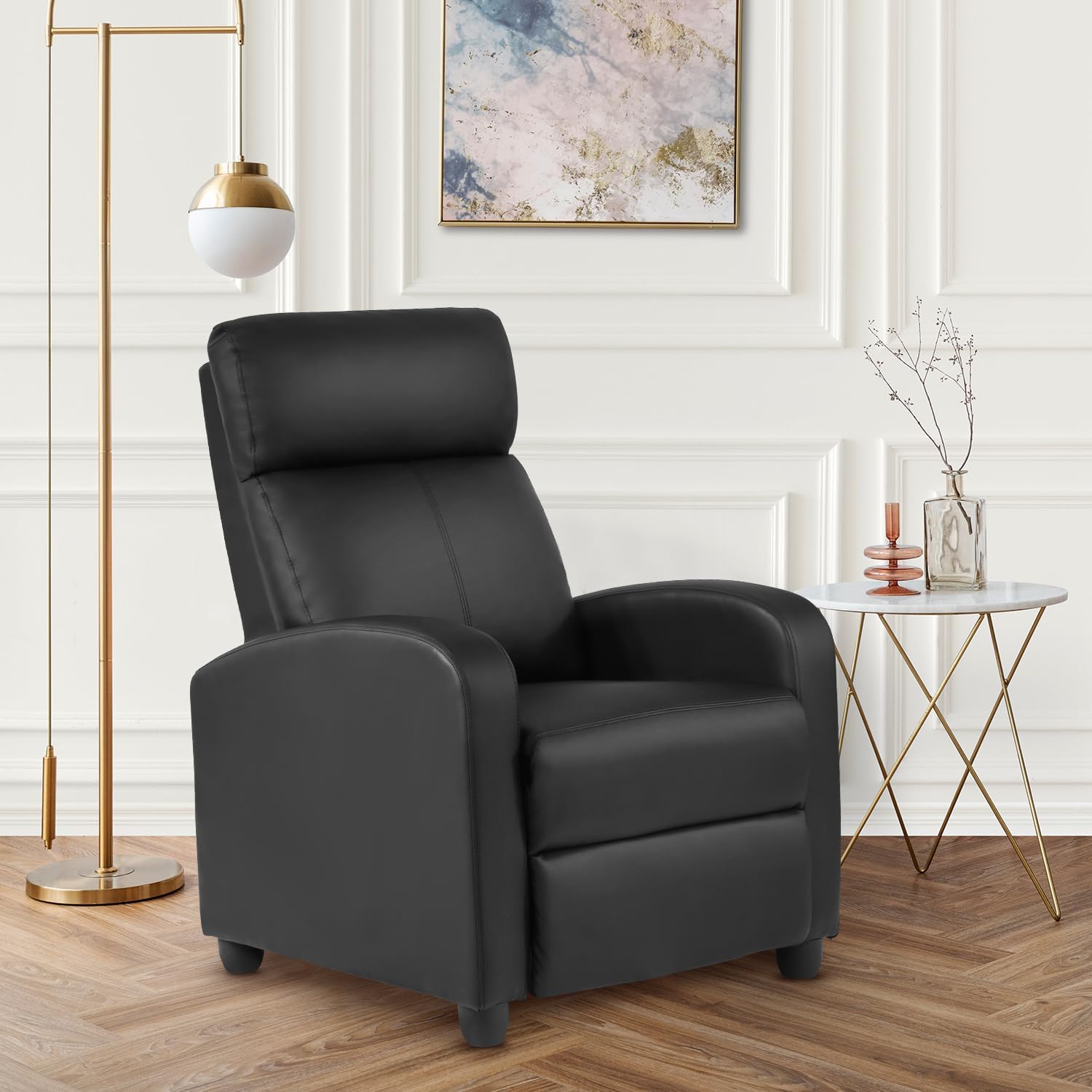 FDW | Recliner Chair | with 2 Point Massage Function | Black, PU Leather