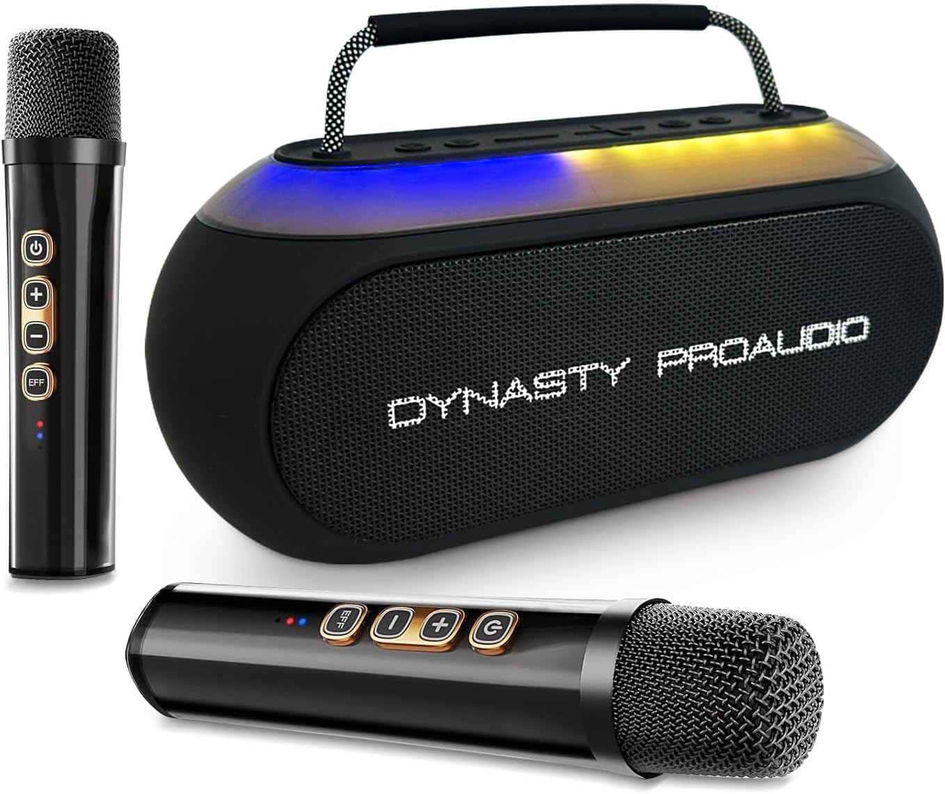 Dynasty ProAudio SB-230 Portable Bluetooth Speaker/Karaoke Machine with Two Wireless Microphones, Waterproof, Supports for USB, AUX, TF-Card