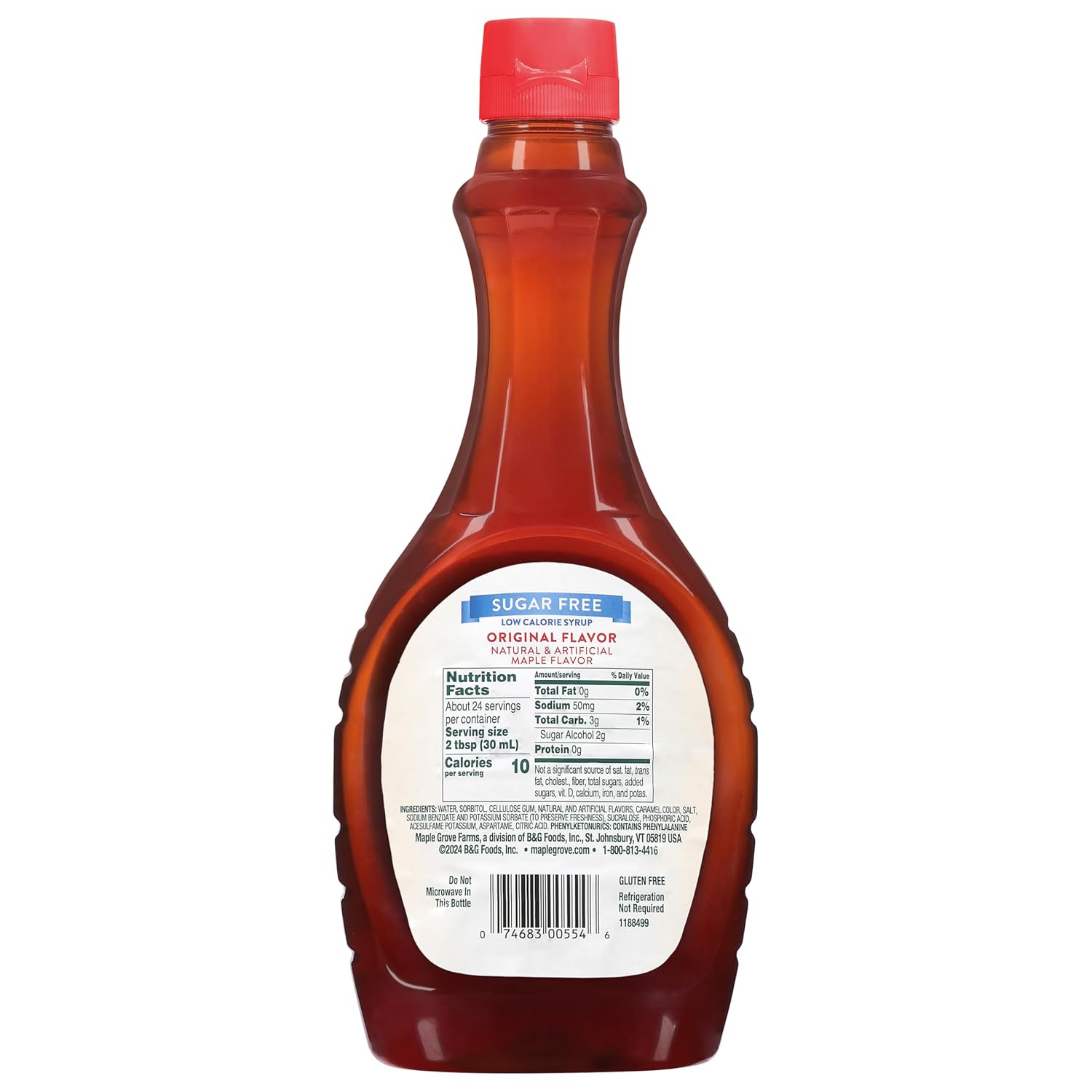 Maple Grove Farms Syrup, Sugar Free, 24 Ounce