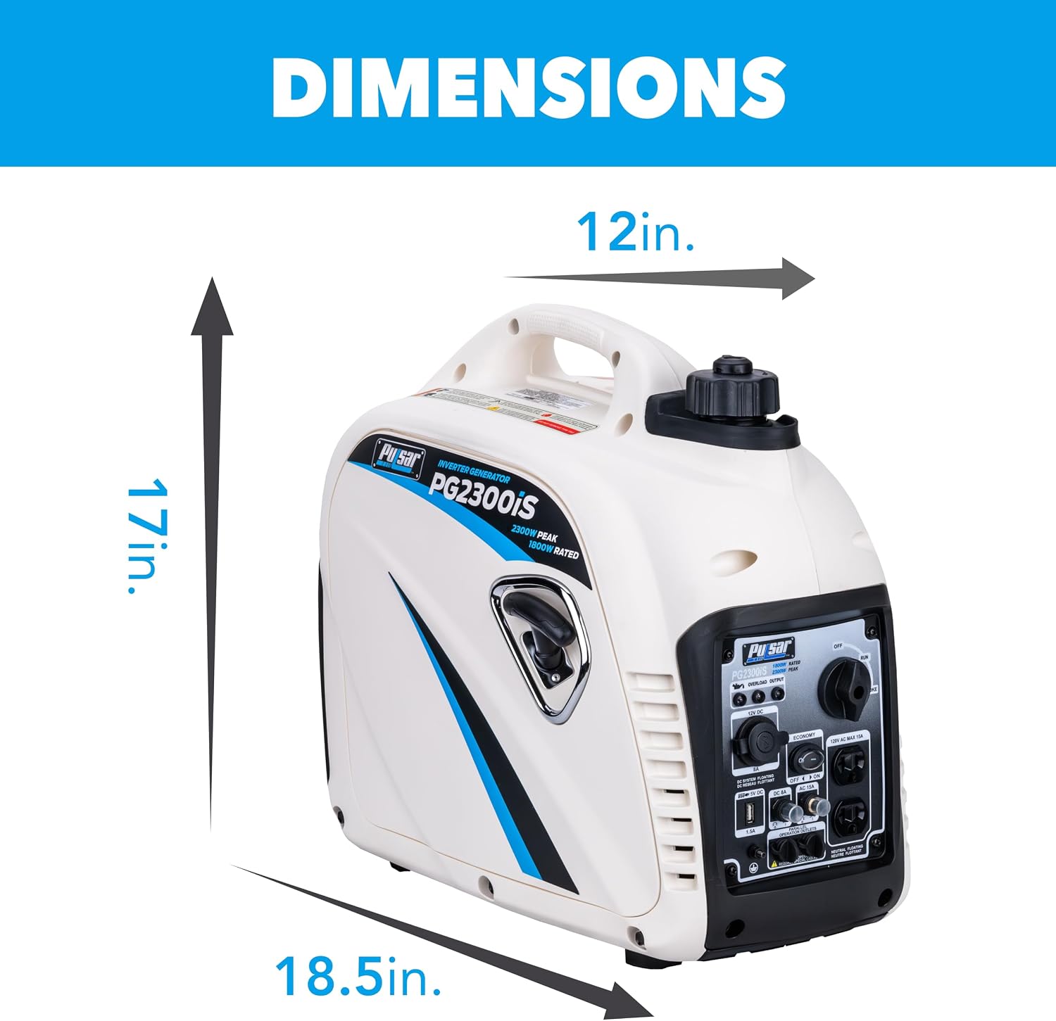 Pulsar PG2300iS 2, 300W Portable Super Quiet Gas-Powered Inverter Generator with USB Outlet & Parallel Capability, CARB Compliant | 1800 running watts