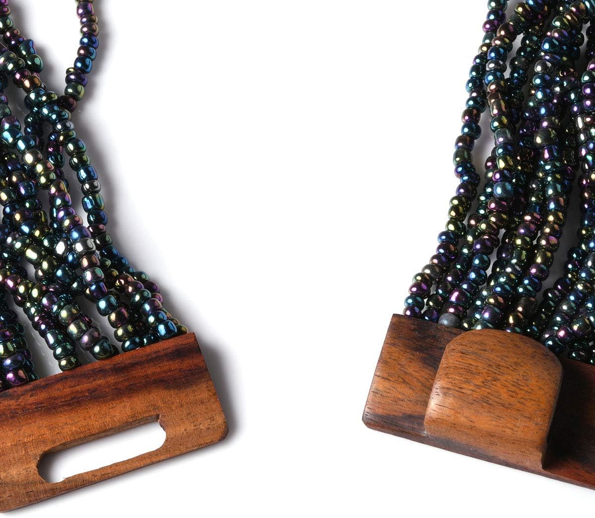 Shop LC Handmade Seed Bead Wooden Buckle Stretchable Bracelet Multi Strand Boho Layered Necklace Vintage Jewelry Gifts Sets Women