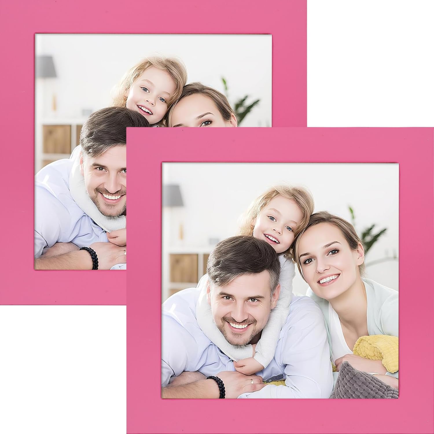 Picture Frames 8x8 2 Pack Made of Solid Wood Black for Wall Mounting and Tabletop Display