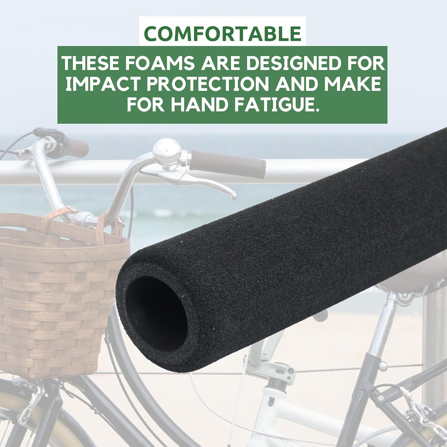 Ultracycle's Cruiser & Road Foam Grips - Soft and Cushy Design, High-Density Foam Rubber, 4-Piece Kit