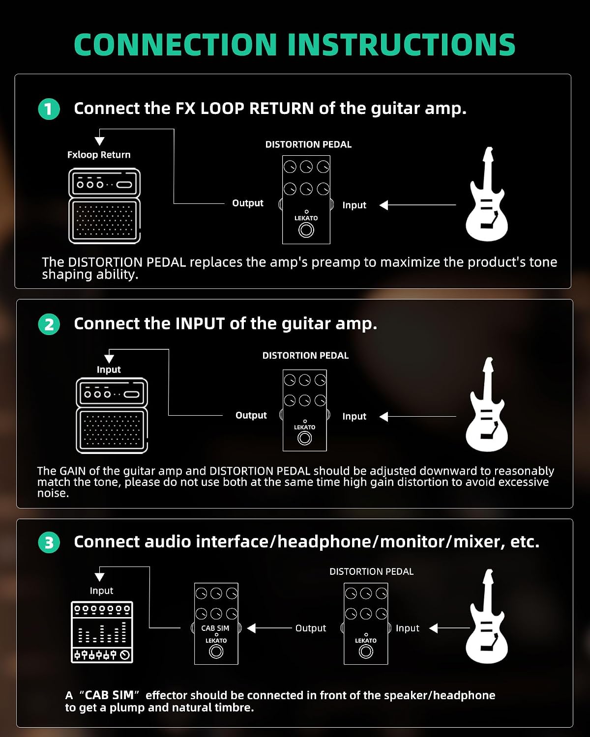 LEKATO Looper Guitar Pedal Guitar Loop Pedal Tuner Pedal 9 Loops 40 Minutes Record Time Unlimited Overdubs for Electric Guitar Bass (Black)