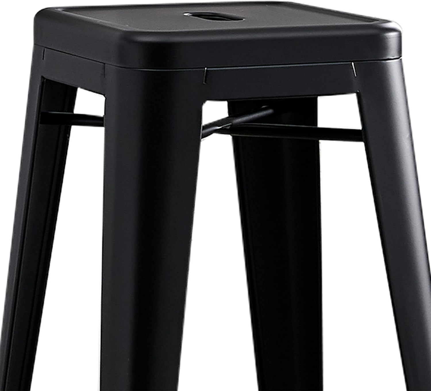 AC Pacific 30” Metal Barstool Set of 2 – Country Rustic Style with Low Back, Lightweight & Sturdy Build, Easy Assembly – Matte Black
