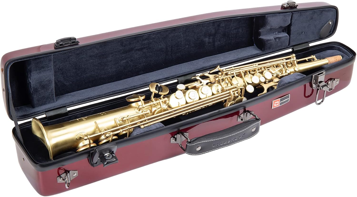 Crossrock Alto Saxophone Case-Fiberglass Hardshell with Backpack Straps in Blue