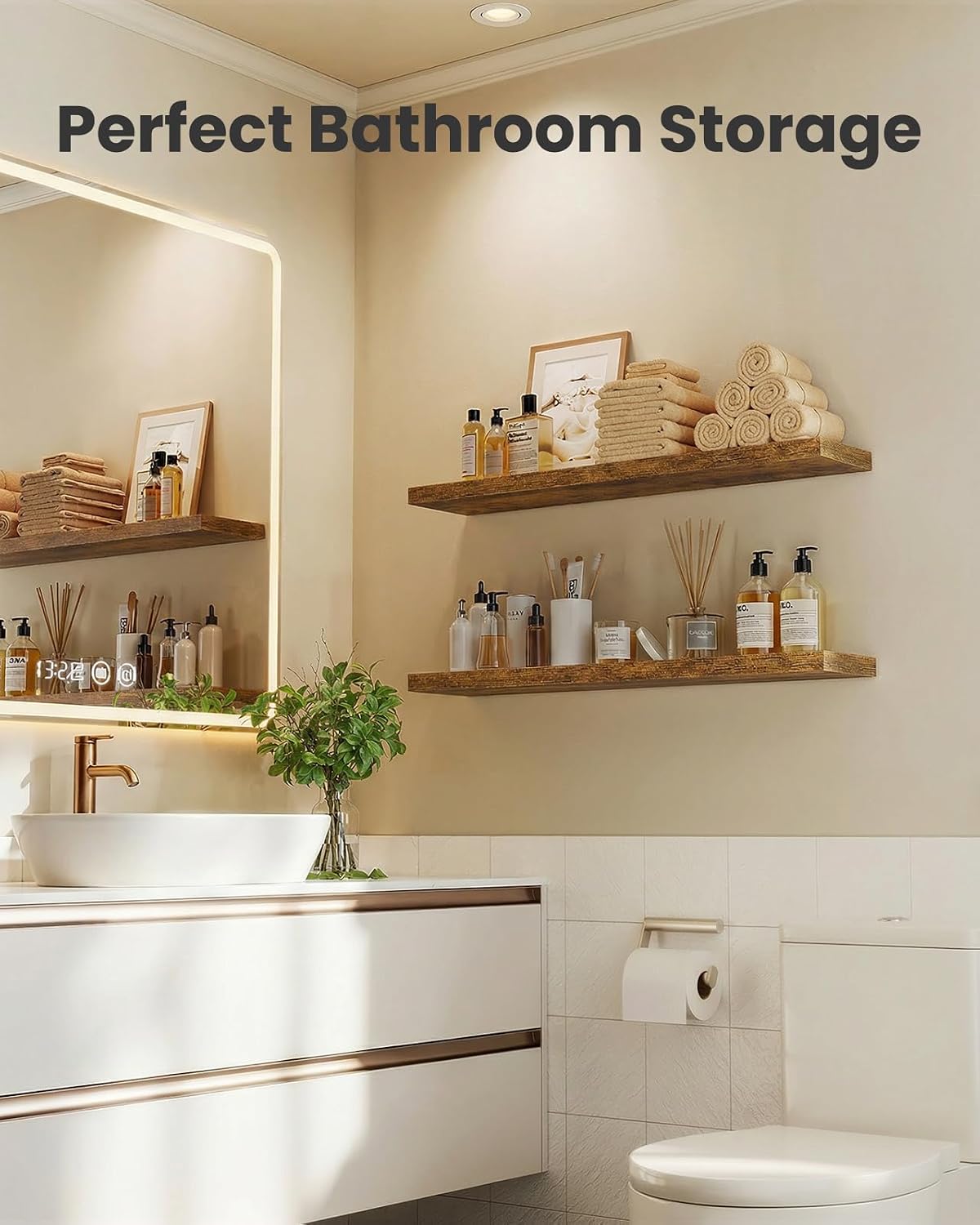 AMADA HOMEFURNISHING Floating Shelves, Wall Shelves for Bathroom/Living Room/Bedroom/Kitchen Decor