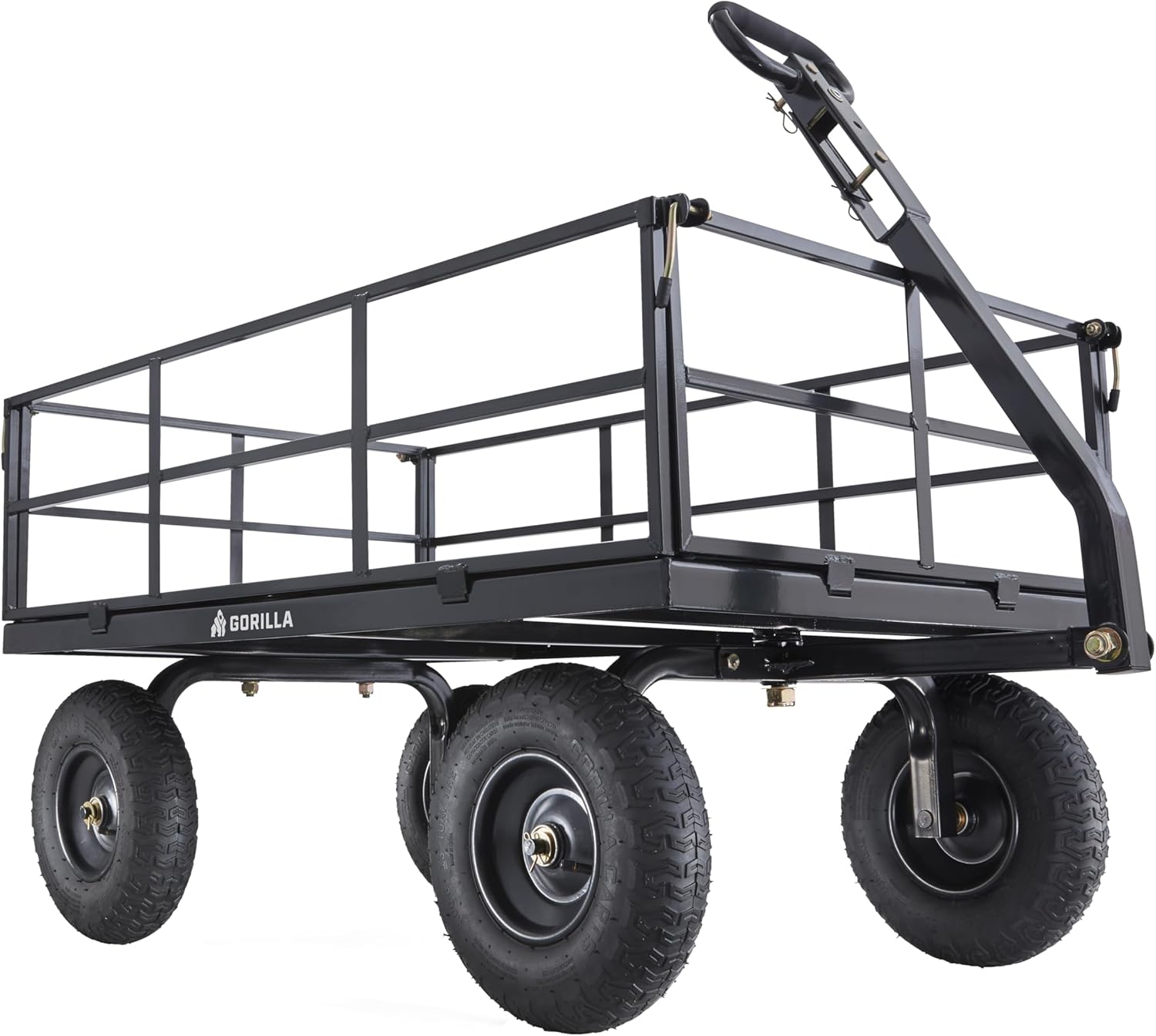 Gorilla Carts 800-Pound Capacity Heavy Duty Steel Mesh Versatile Utility Garden Wagon with Easy Grip Handle for Outdoor Hauling, Red, Model GOR800-COM | 800-lb Capacity Steel Utility Garden Cart for Homeowners and Contractors Hauling Firewood, Bricks and…